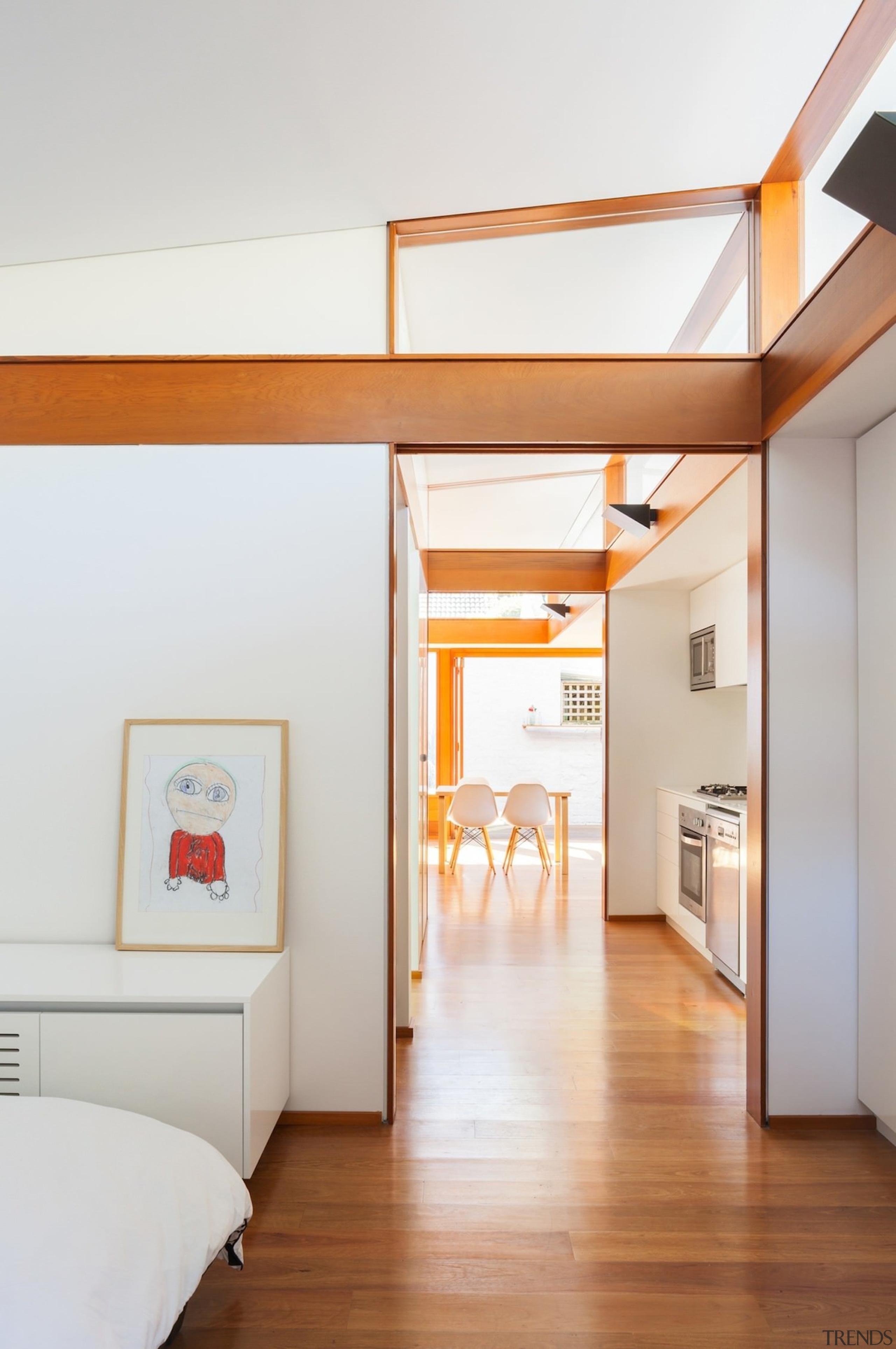 Architect: Day Bukh ArchitectsPhotography by Katherine Lu architecture, ceiling, daylighting, floor, flooring, home, house, interior design, loft, product design, room, wall, wood, white