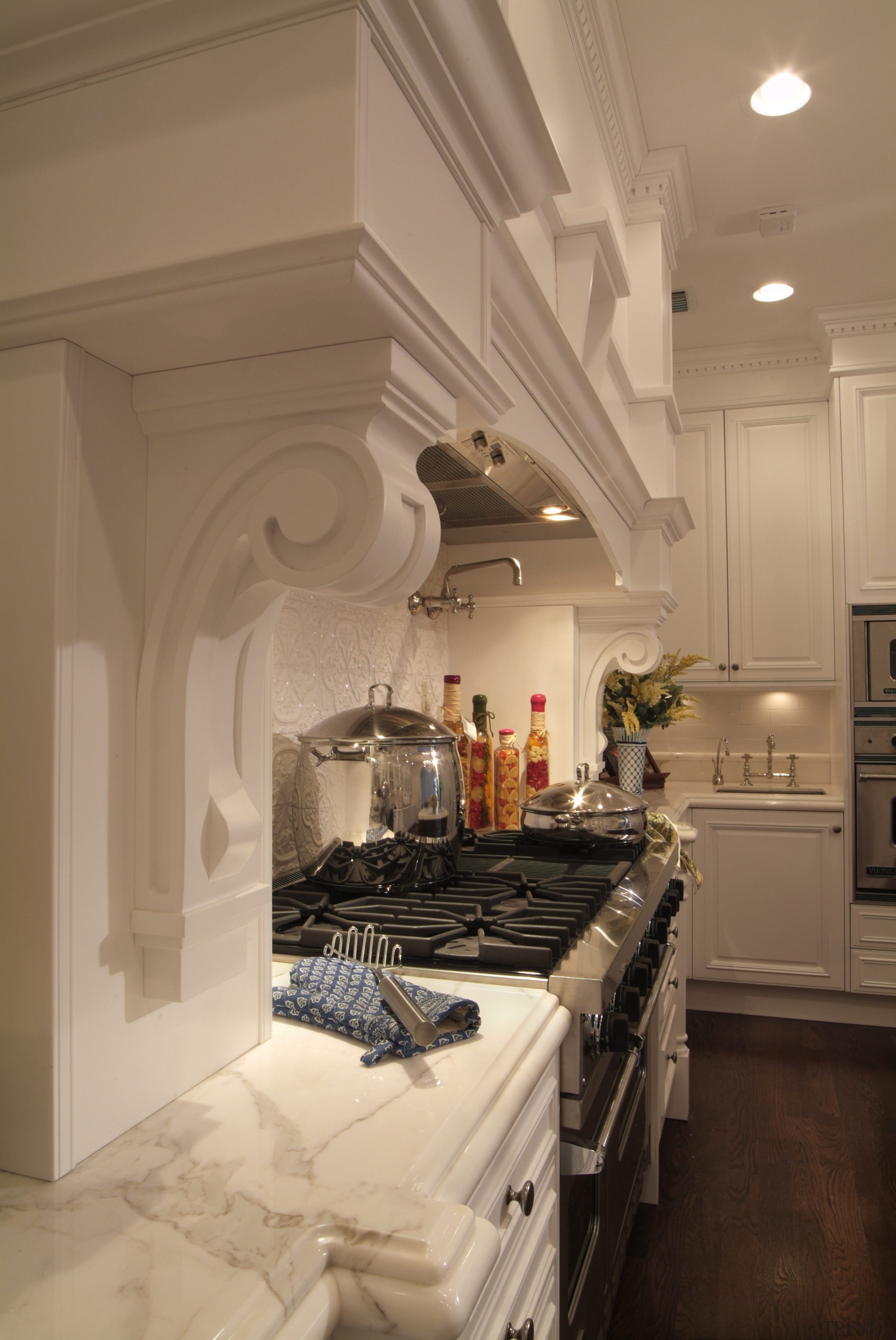 A view of a kitchen by Downsview Features ceiling, countertop, cuisine classique, home, interior design, kitchen, room, brown, orange