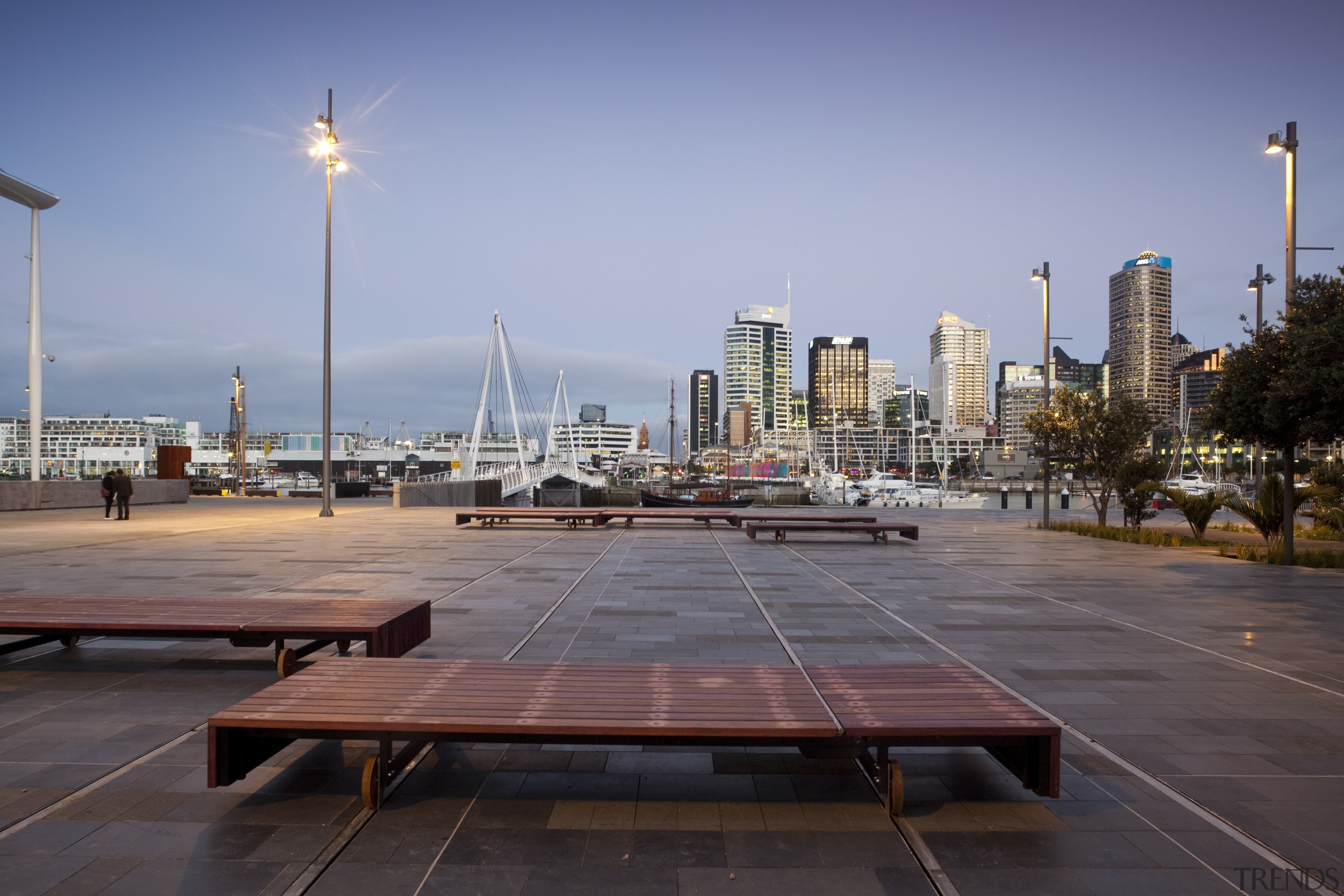 View of Auckland City from Wynyard corner/ - boardwalk, city, cityscape, condominium, daytime, downtown, evening, horizon, metropolis, metropolitan area, morning, sea, sky, skyline, skyscraper, urban area, walkway, water, teal