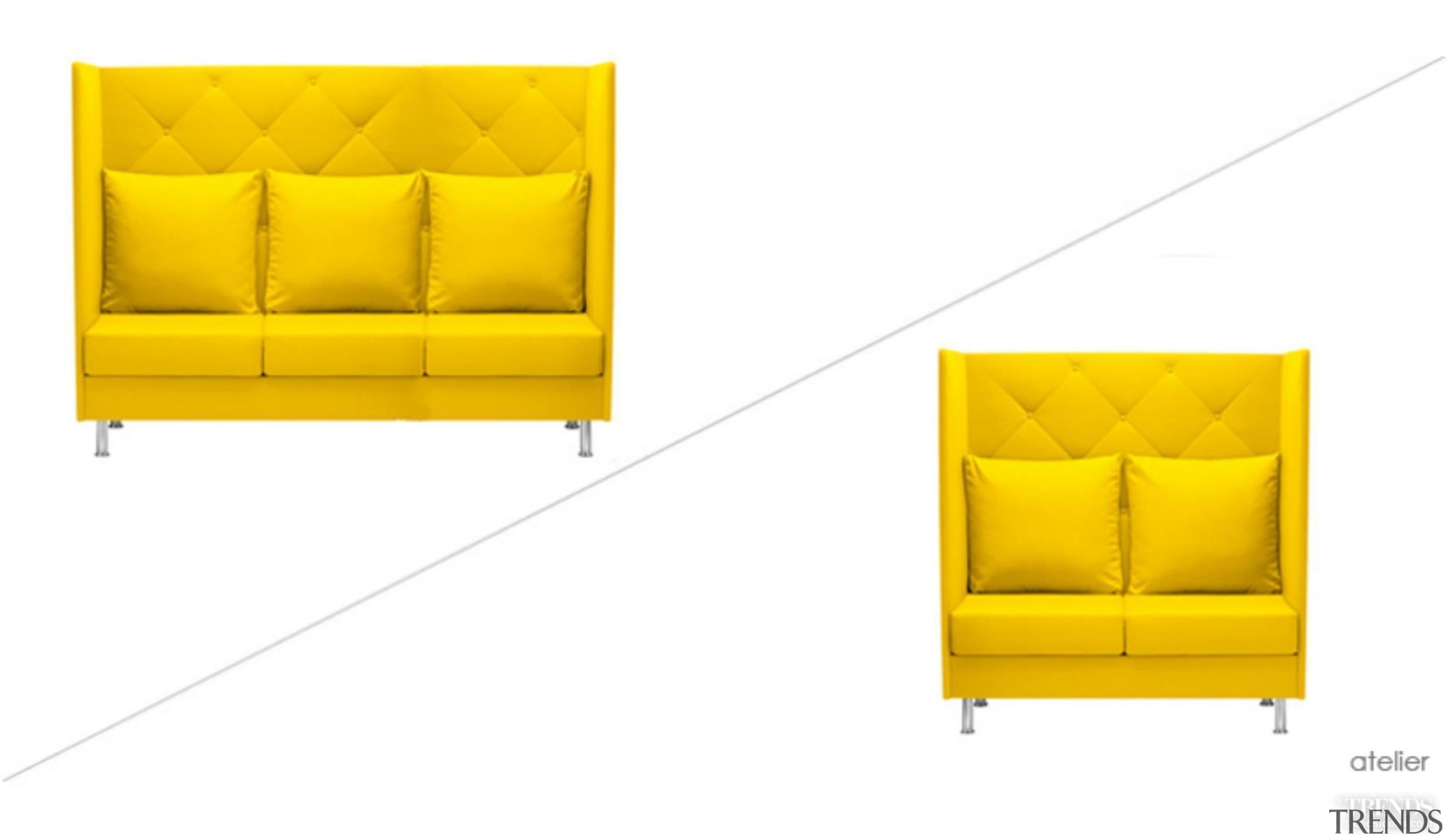 Vibrant Atelier office sofas bring life to an chair, couch, furniture, orange, product, yellow, white