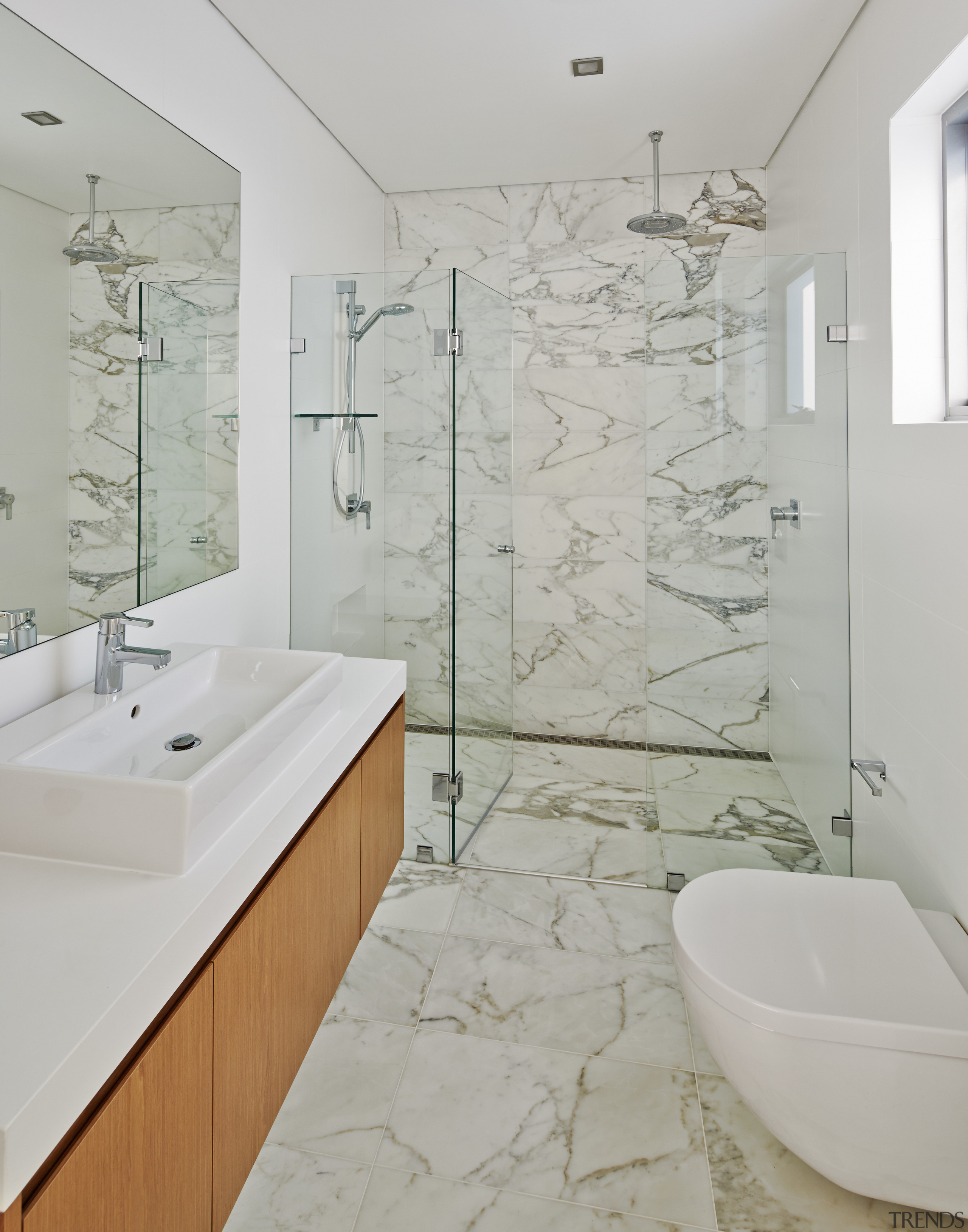 Bathroom in contemporary family home by Starr Constructions bathroom, floor, home, interior design, plumbing fixture, product design, room, tap, tile, wall, gray