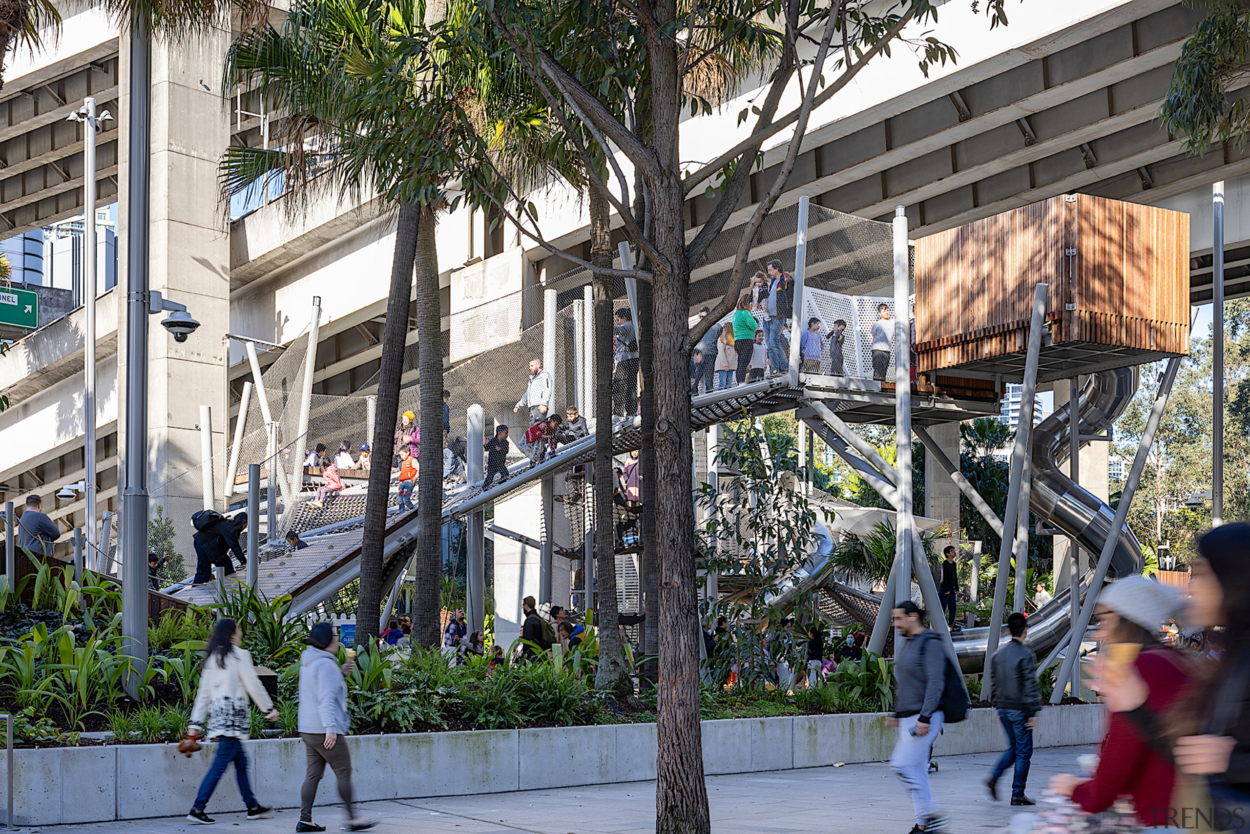 The new playground and expanded public realm adjacent 