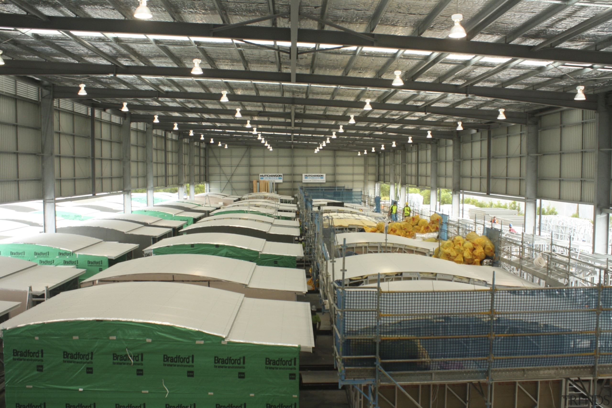 View of building by Hutchinson Builders. - View factory, leisure centre, structure, gray, black