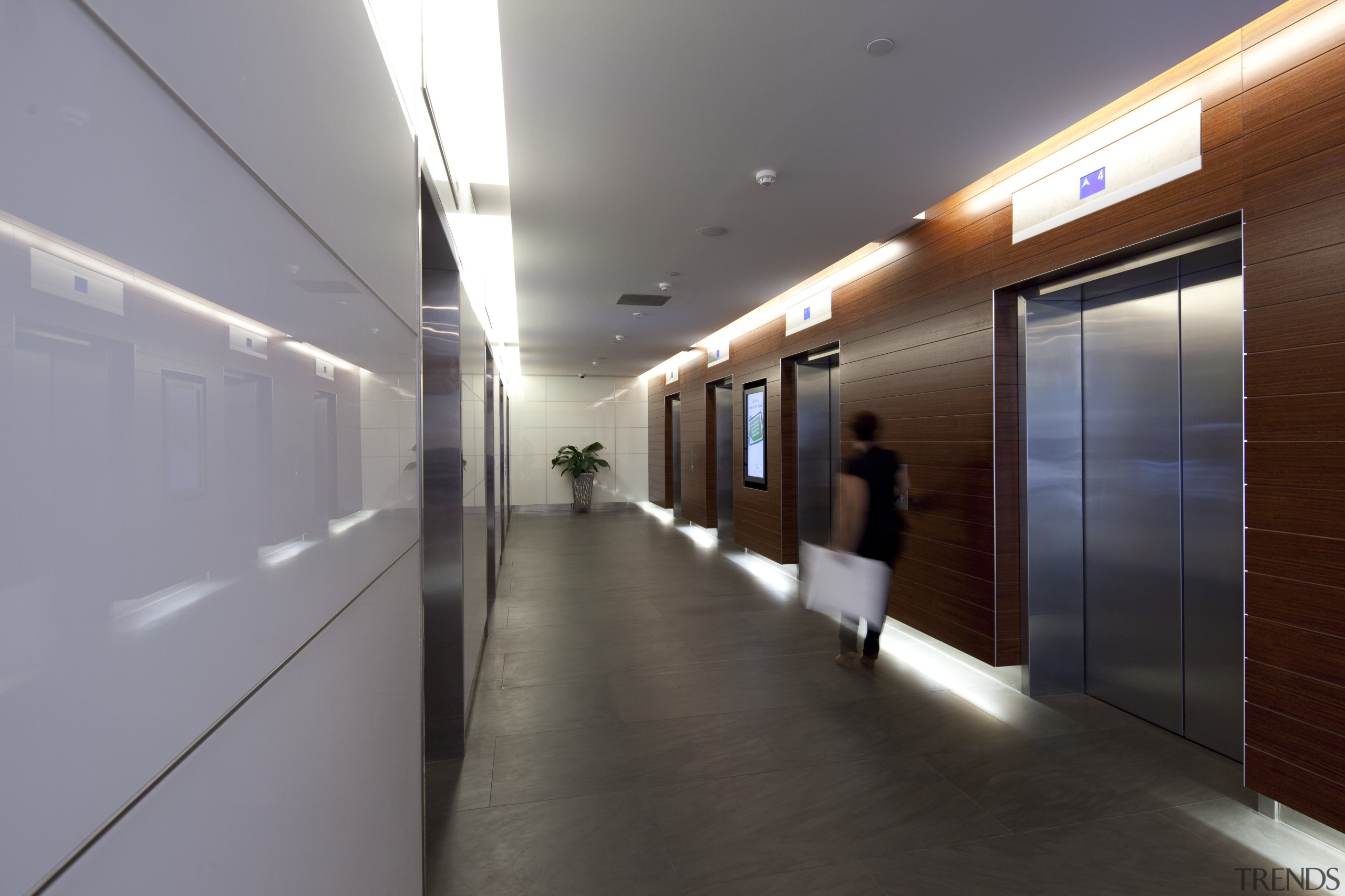 View of lobby space for 175 Liverpool Street ceiling, interior design, gray