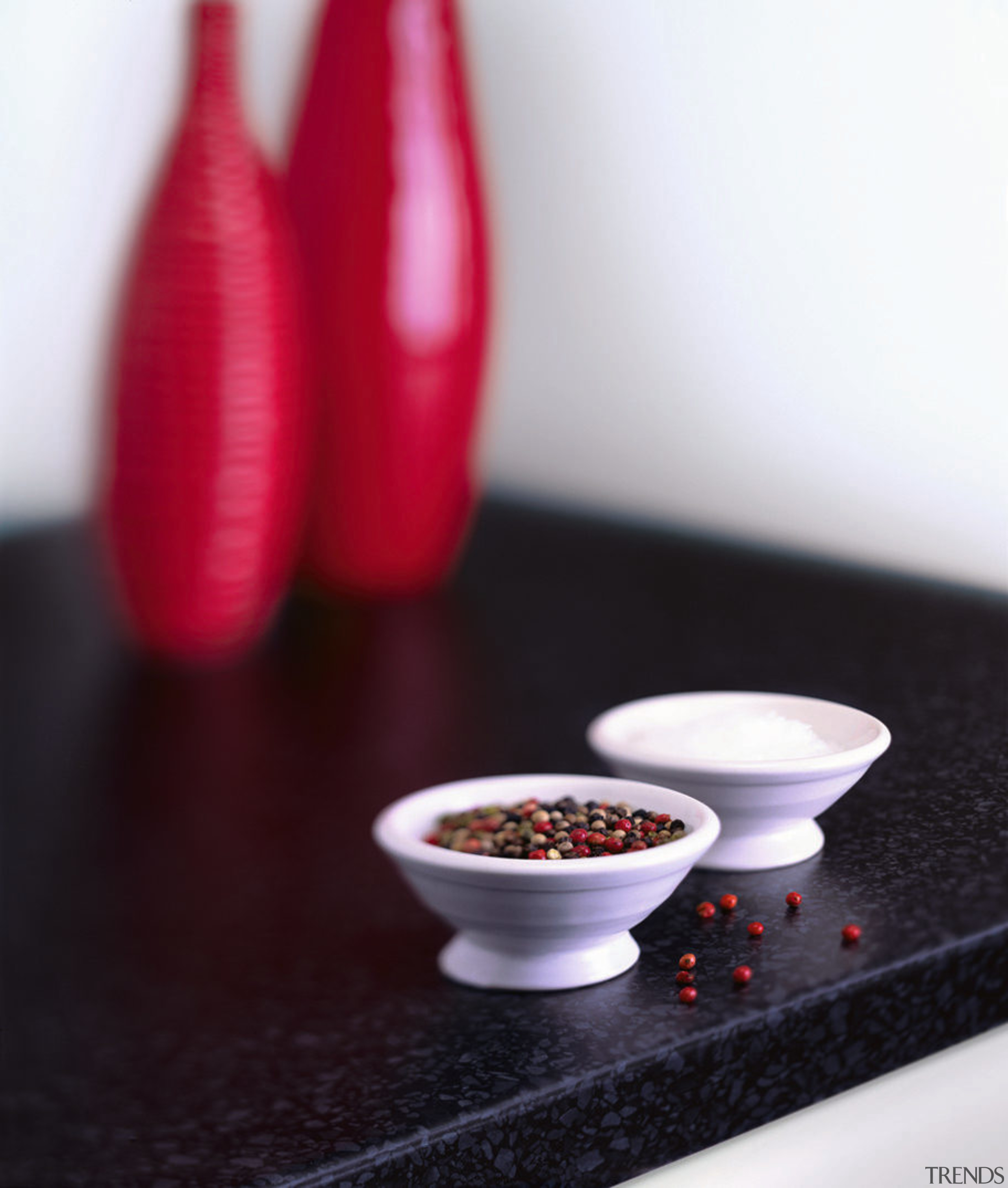 view of the laminex squareform benchtop - view still life photography, white, red, black