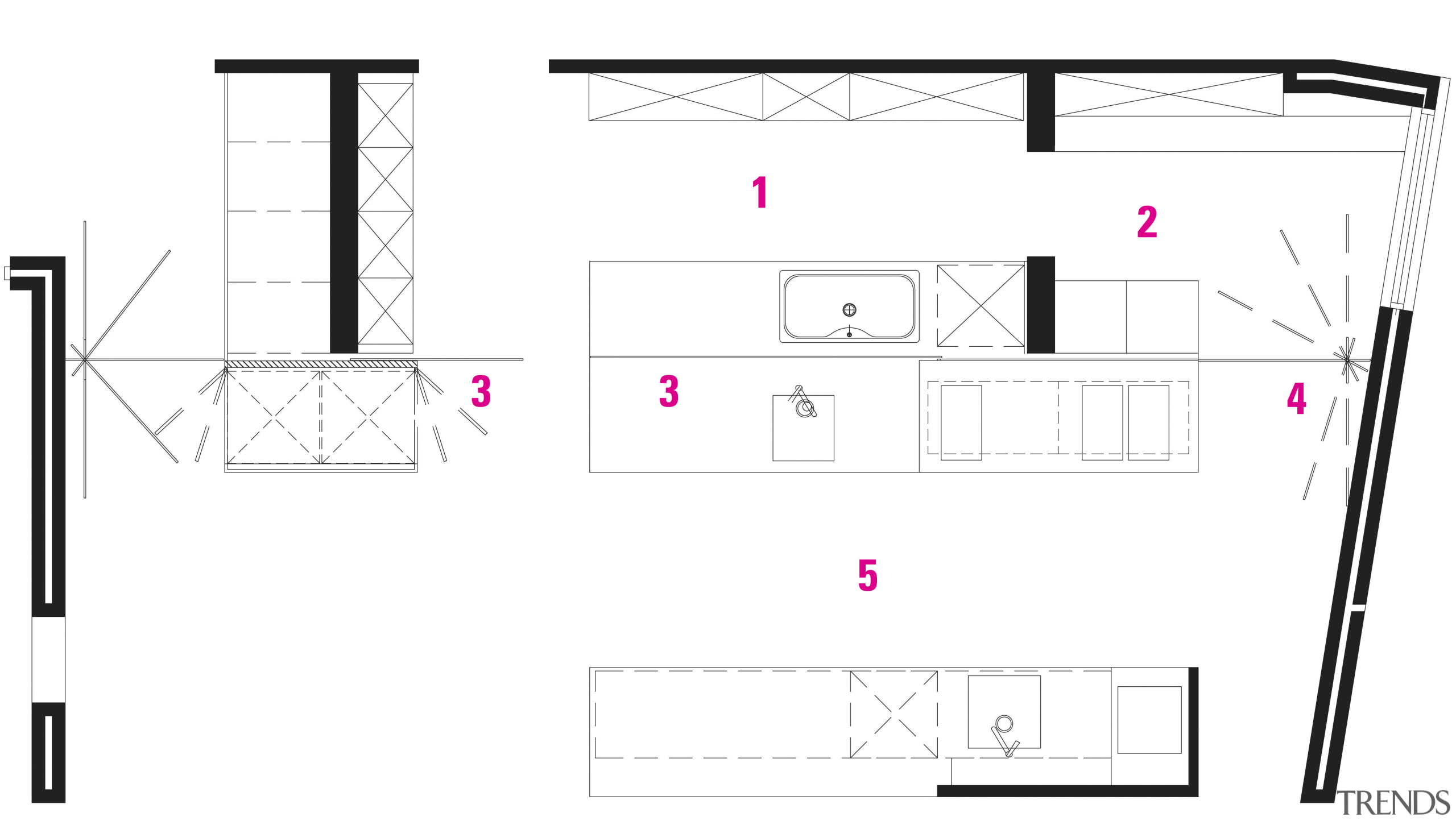 plan view of the kitchen area - plan angle, area, design, diagram, drawing, floor plan, font, line, pattern, product, product design, square, structure, text, white