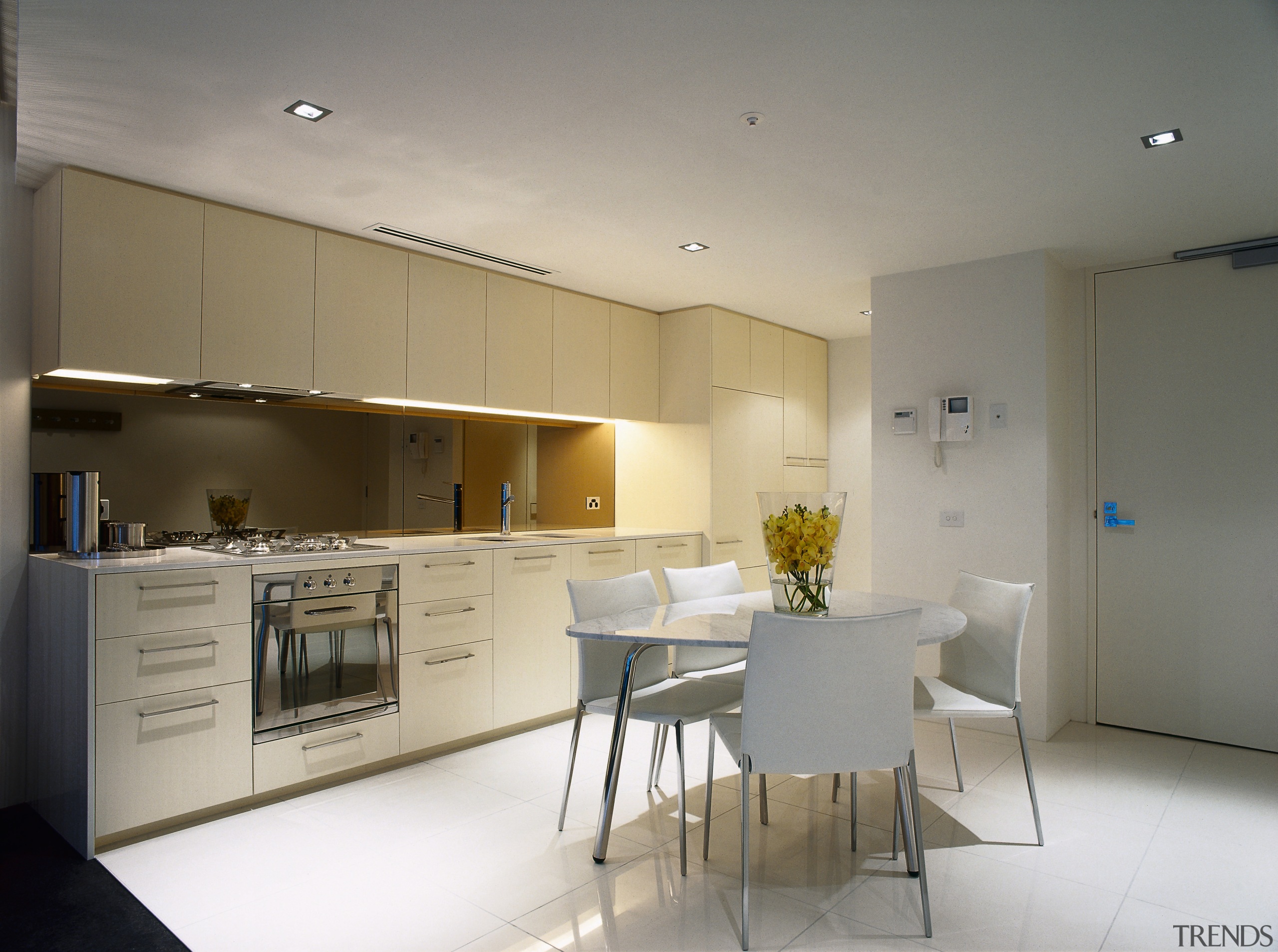 view of this kitchen in yve apartments featuring architecture, countertop, interior design, kitchen, real estate, room, gray