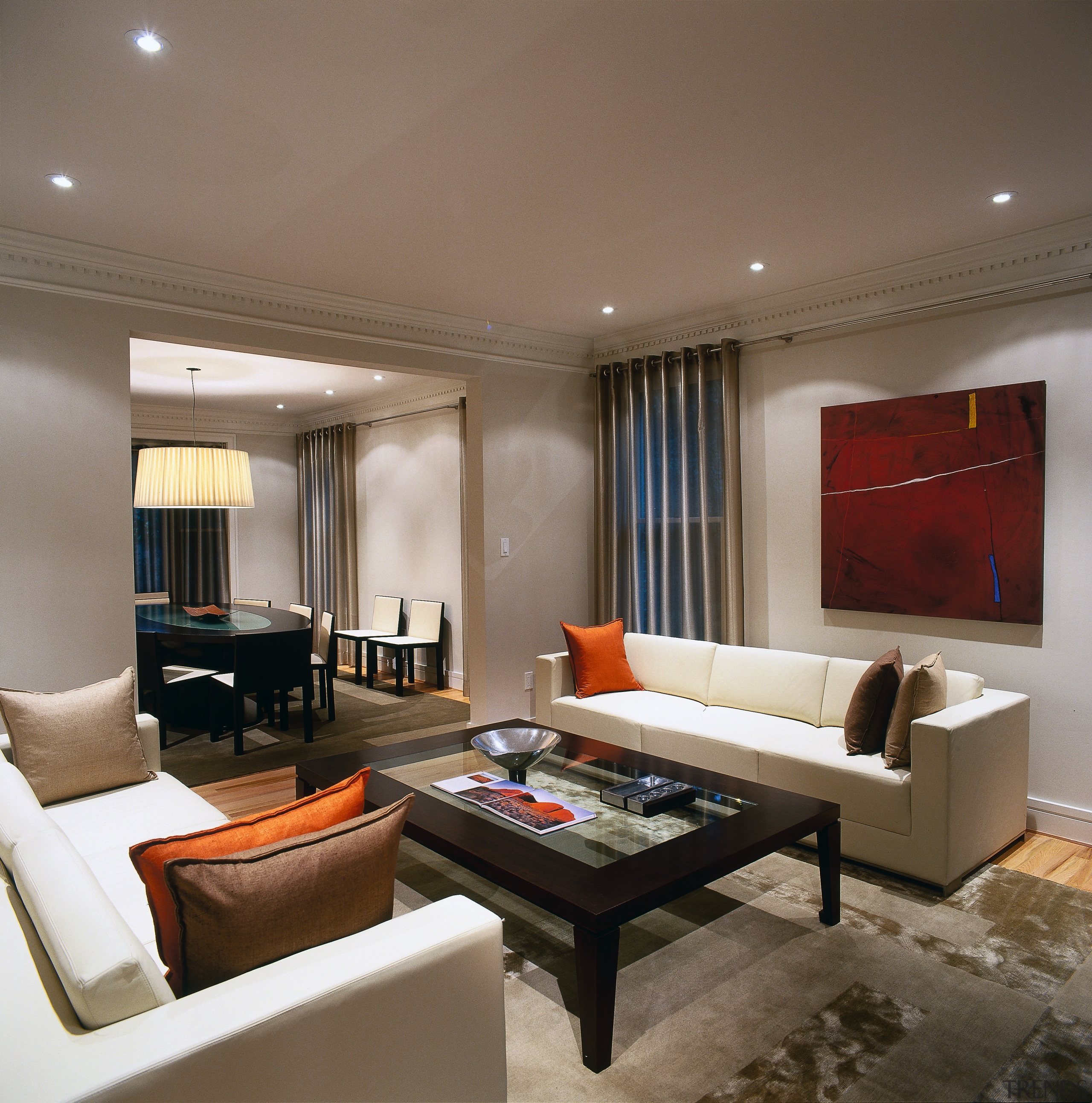 View of the living area, wooden flooring, large ceiling, interior design, living room, room, suite, brown, gray