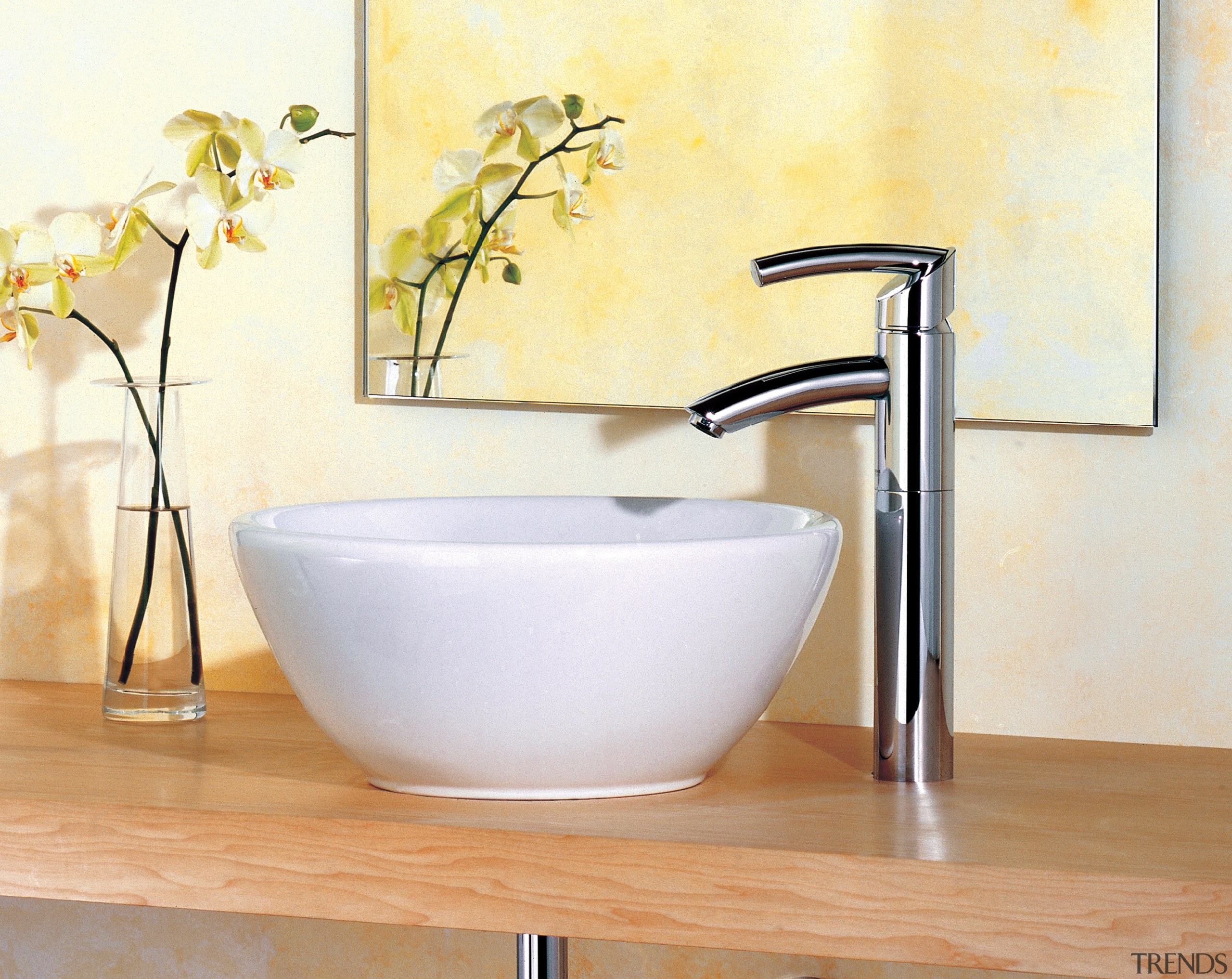 View of the basin &amp; faucet - View bathroom, bathroom sink, ceramic, plumbing fixture, product design, sink, tap, white, orange