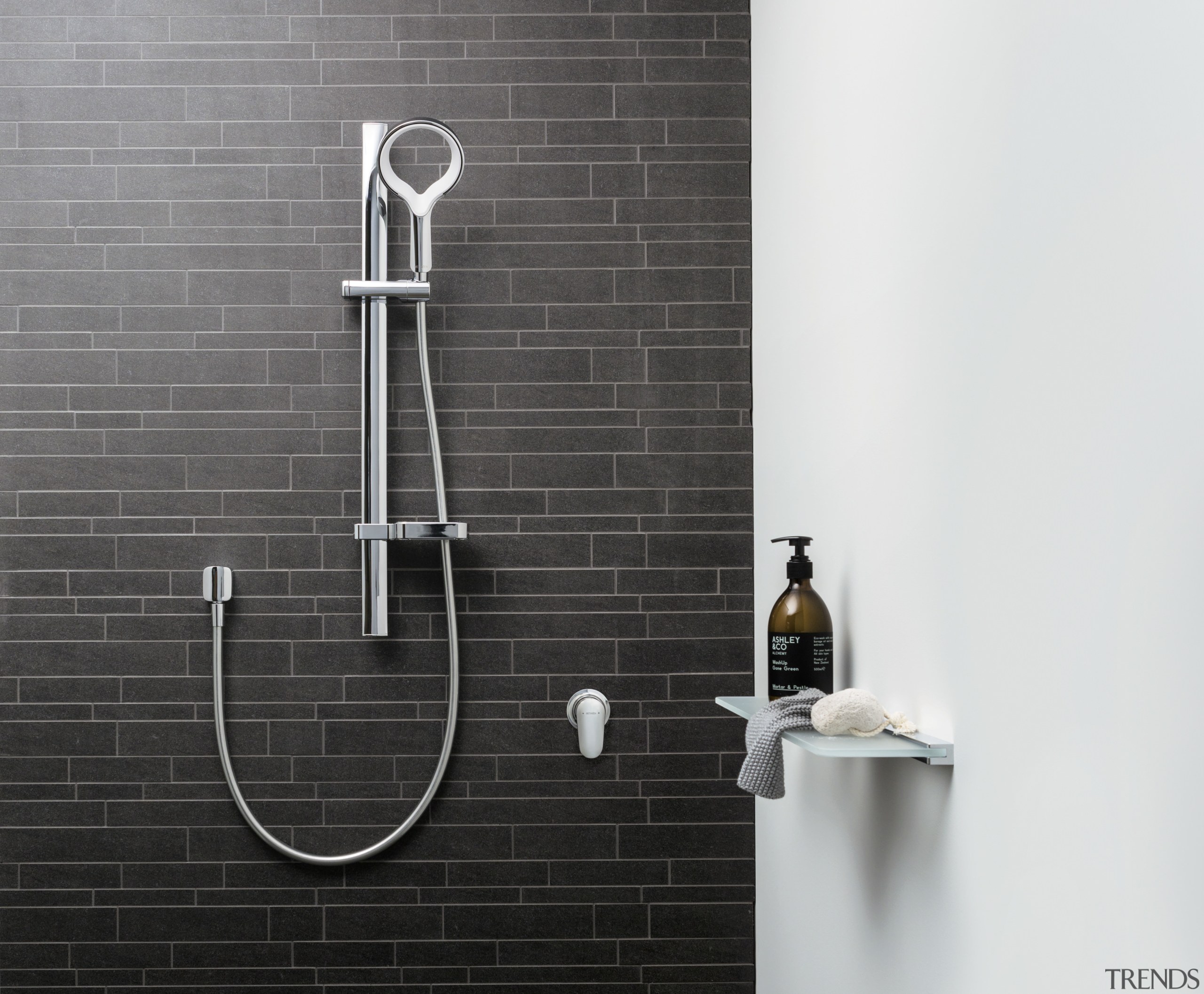 The Aurajet showerhead by Methven has revolutionised the bathroom, plumbing fixture, product design, shower, tap, wall, black, white