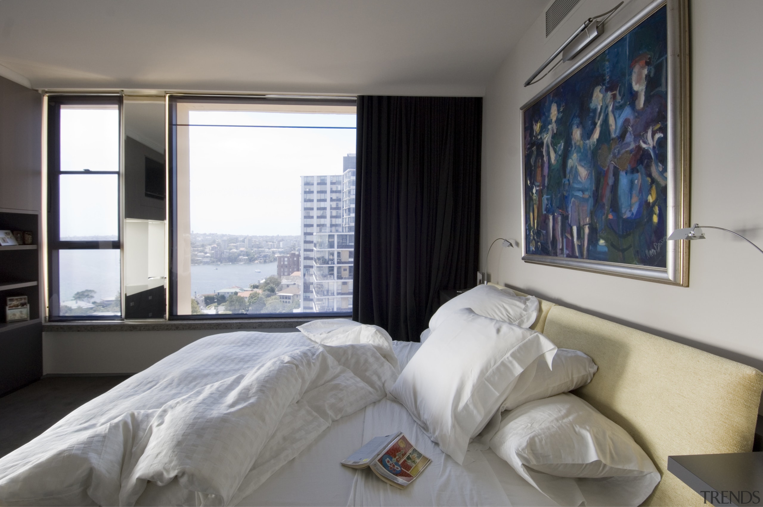 Interior view of bedroom - Interior view of bed, bedroom, interior design, property, real estate, room, suite, window, gray, white