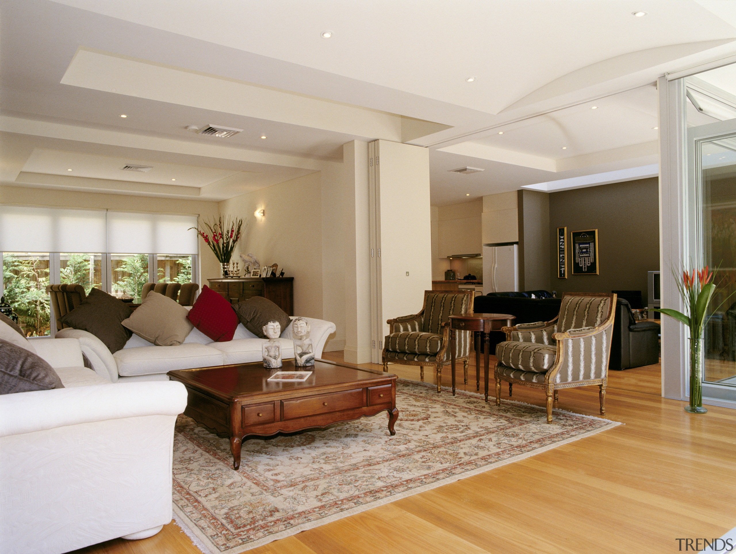 An interior an Exterior view of this home ceiling, estate, floor, flooring, hardwood, home, interior design, living room, property, real estate, room, wood flooring, gray