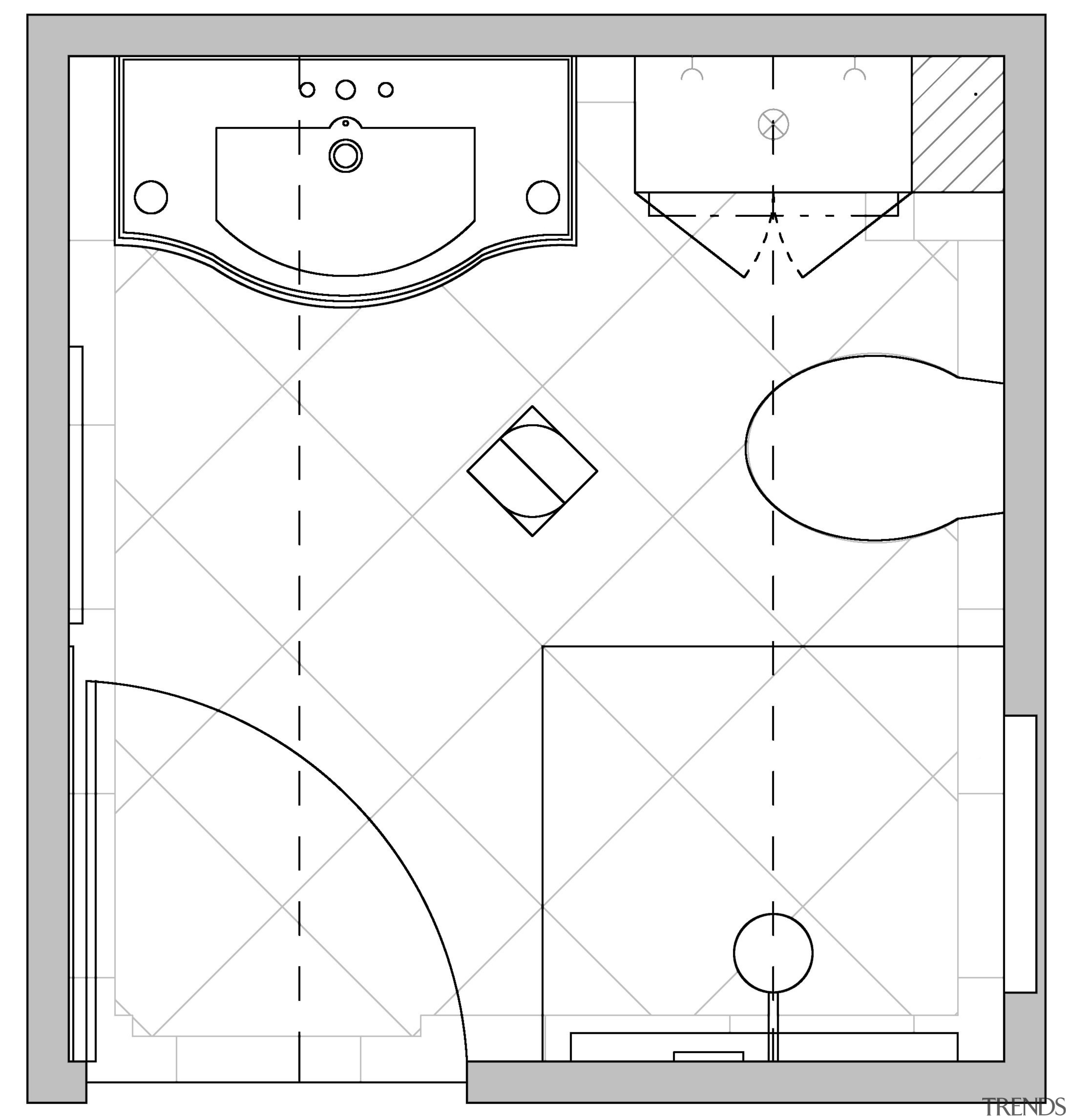 This ensuites layout optimises space at literally every angle, area, black and white, design, diagram, drawing, line, line art, pattern, product design, square, symmetry, white