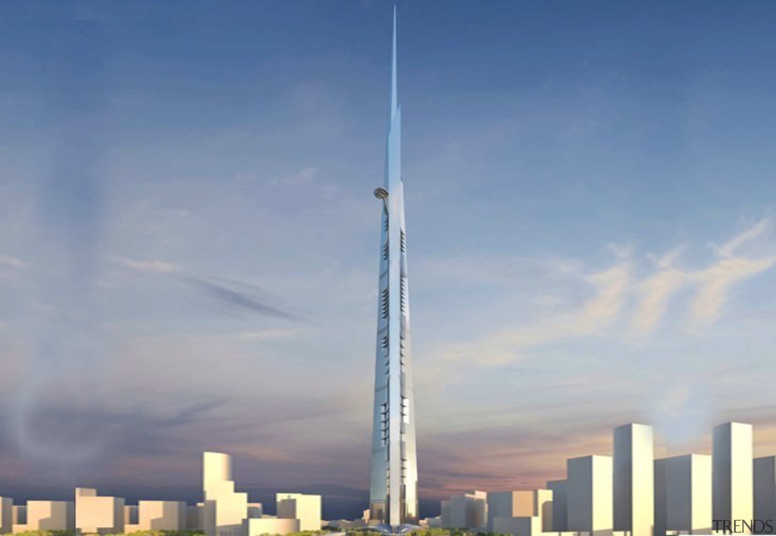 The Jeddah Tower will feature the world's highest building, daytime, energy, landmark, metropolis, metropolitan area, sky, skyline, skyscraper, tower, gray