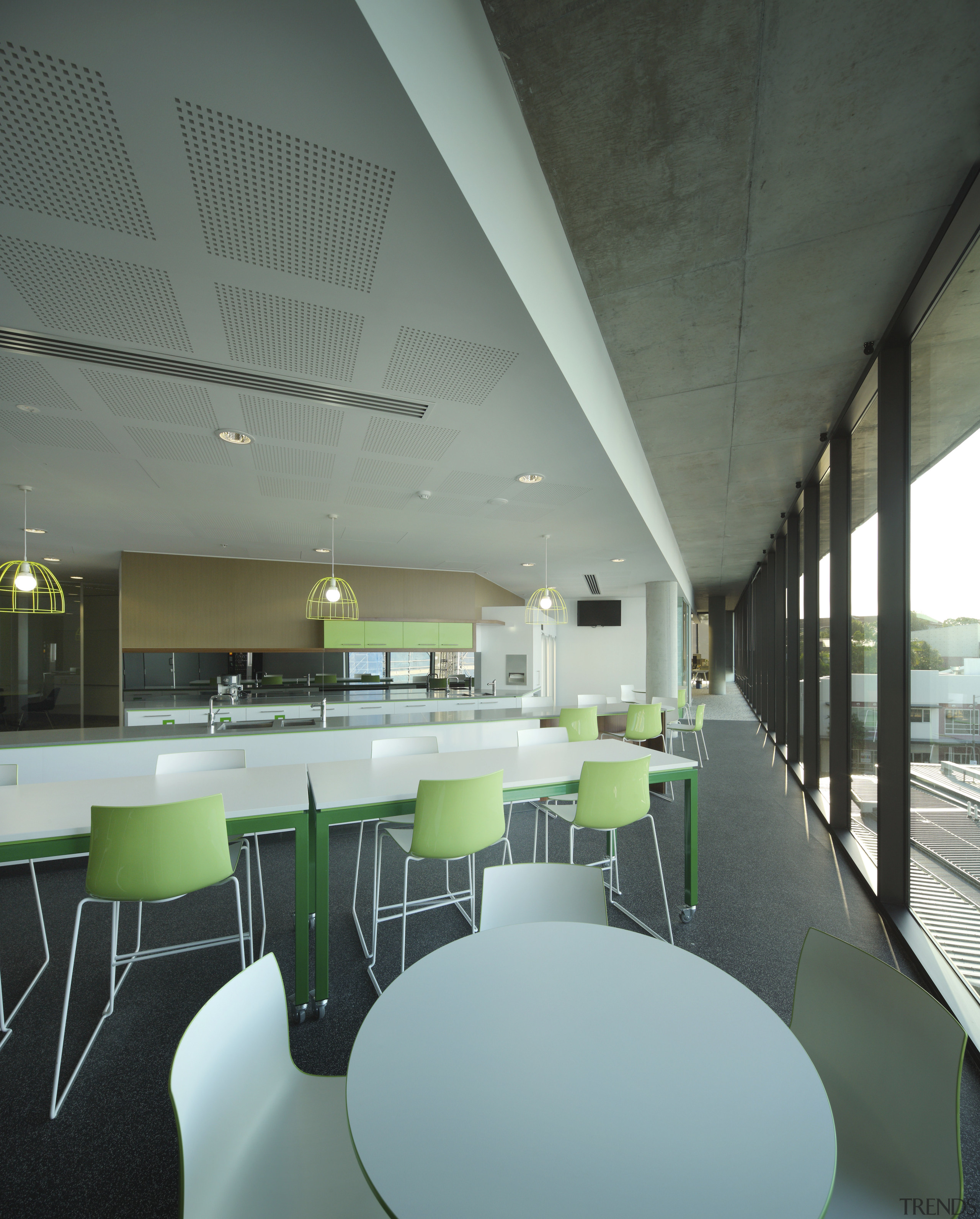 Energex office fit-out by Arkhefield - Energex office architecture, ceiling, daylighting, furniture, interior design, office, table, gray