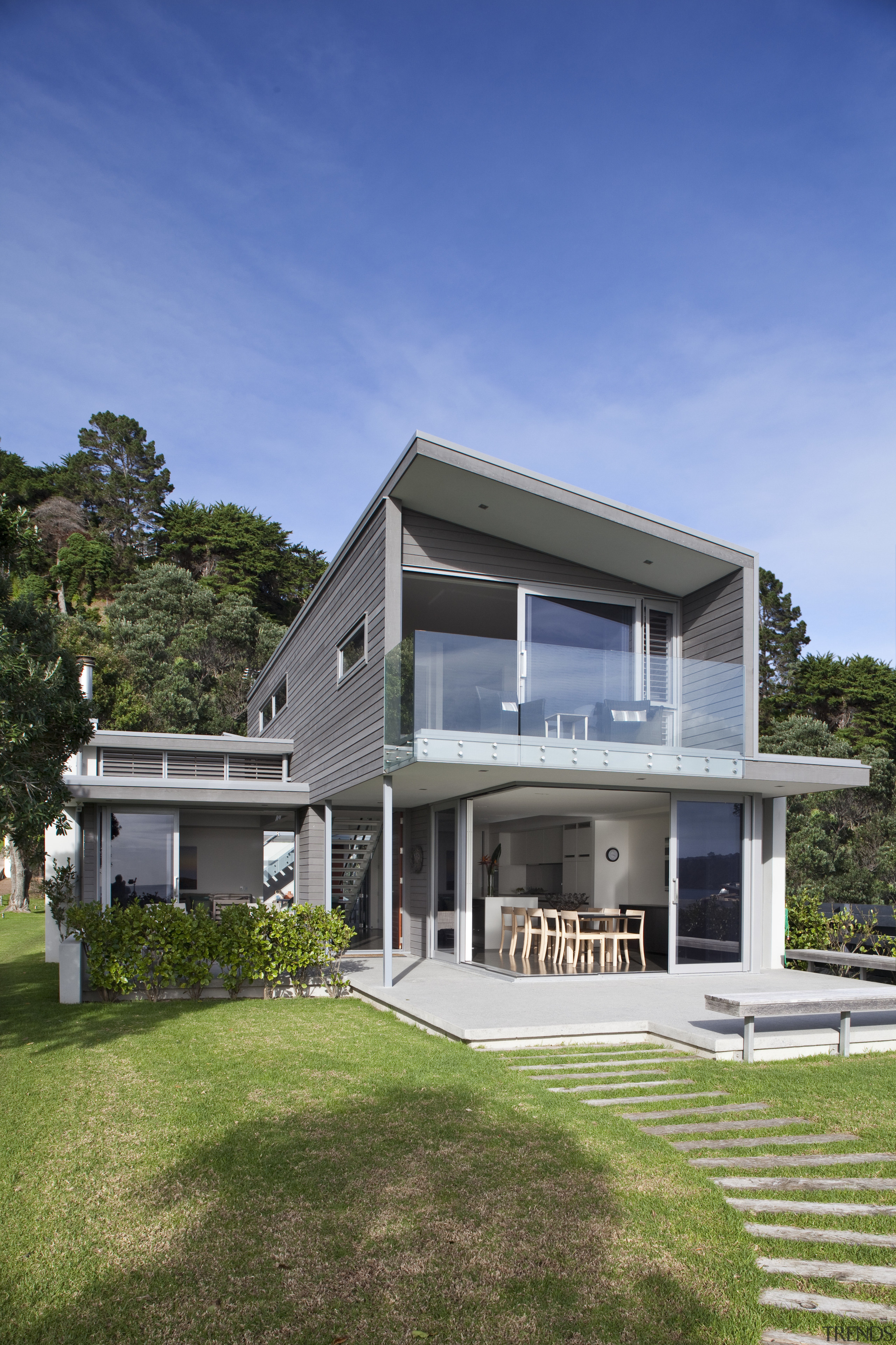 This house was designed by Hamish Cameron NZIA architecture, building, cottage, elevation, estate, facade, farmhouse, home, house, property, real estate, residential area, siding, villa, teal