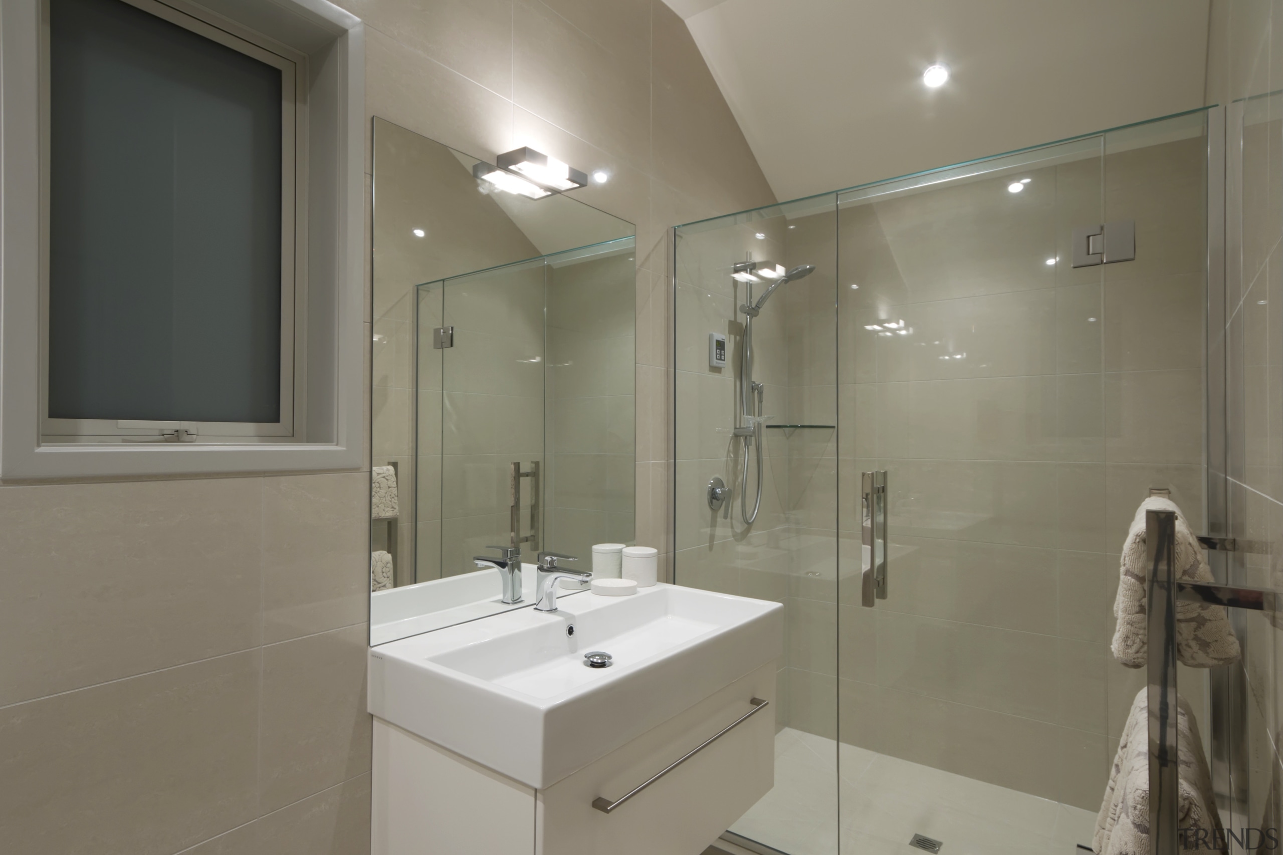 Second ensuite with glass shower. - Second ensuite bathroom, interior design, property, real estate, room, gray