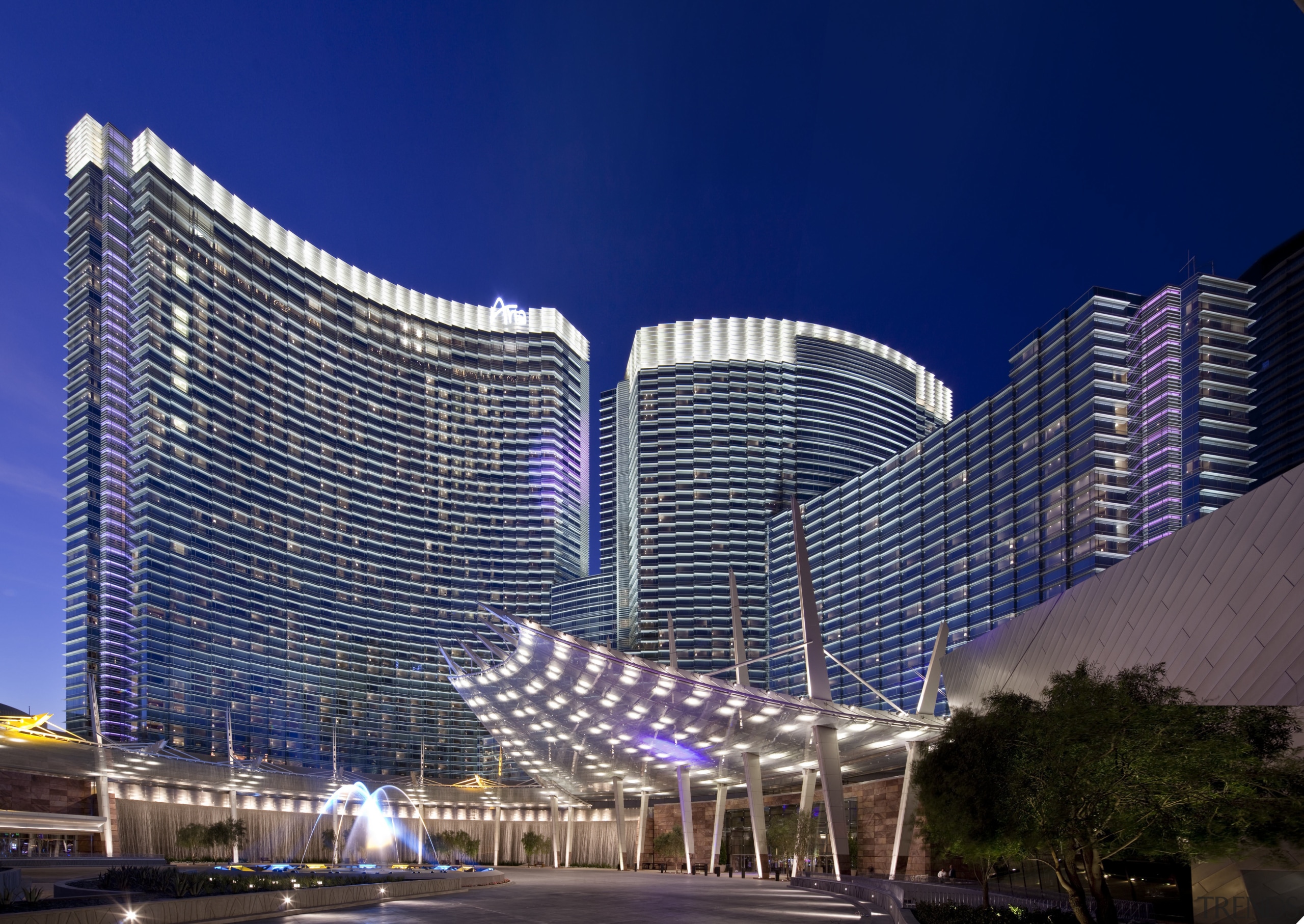 CityCenter, Las Vegas - CityCenter, Las Vegas - architecture, building, city, cityscape, commercial building, condominium, convention center, corporate headquarters, daytime, downtown, facade, headquarters, hotel, landmark, light, lighting, metropolis, metropolitan area, mixed use, night, residential area, sky, skyscraper, structure, tourist attraction, tower block, urban area, blue