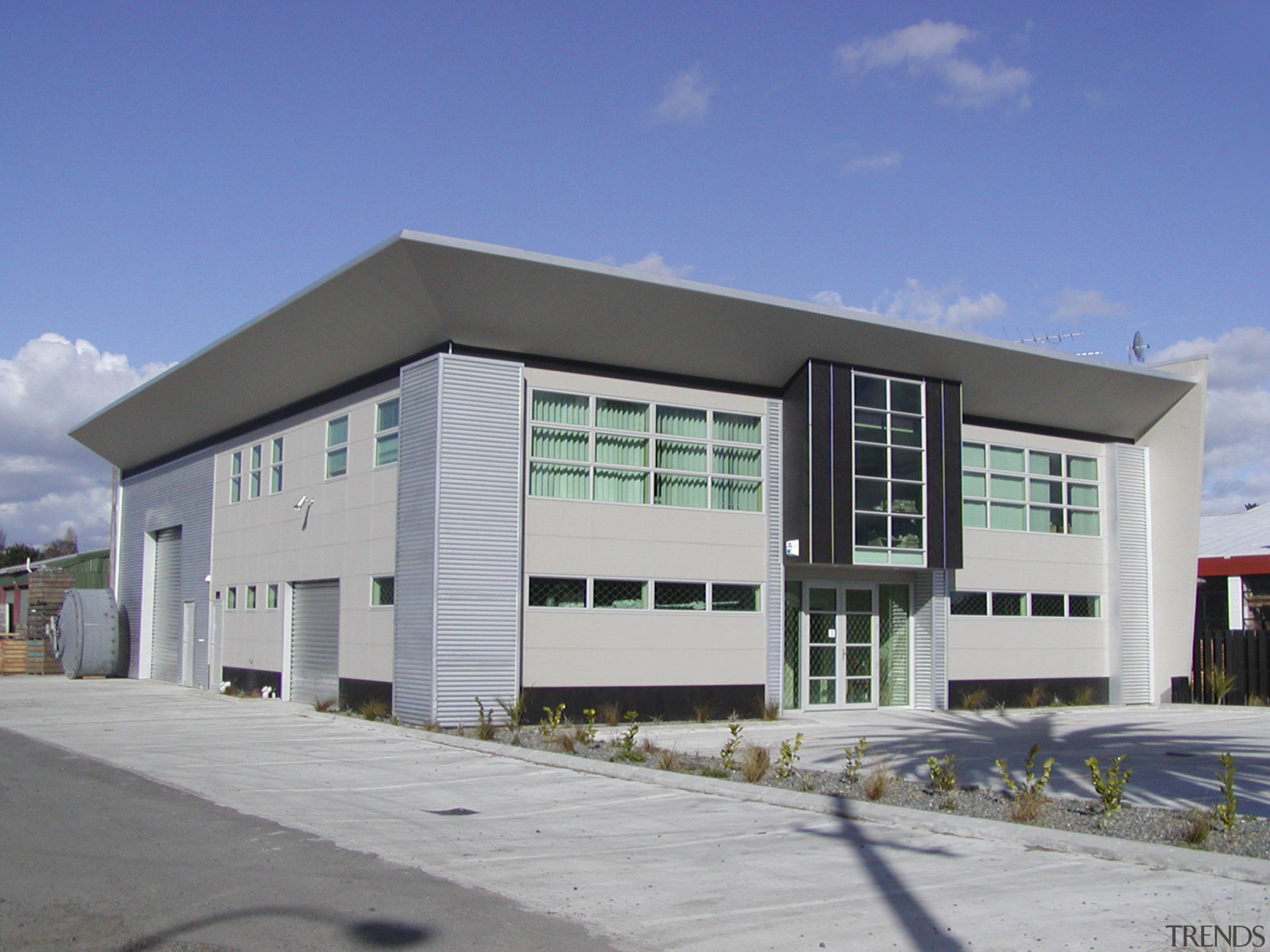 Exterior view of St Michael's new premises designed building, commercial building, corporate headquarters, elevation, facade, property, real estate, gray, blue