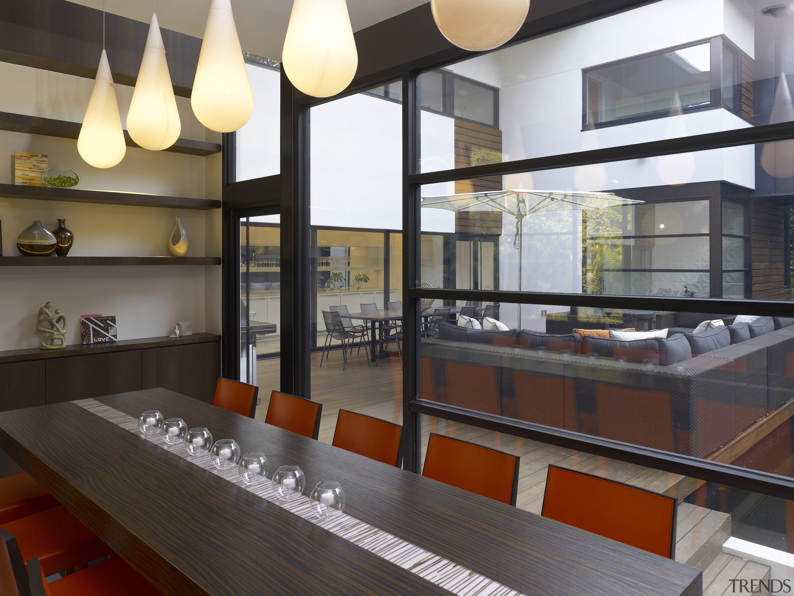 A view of the dining area within this countertop, interior design, black, gray