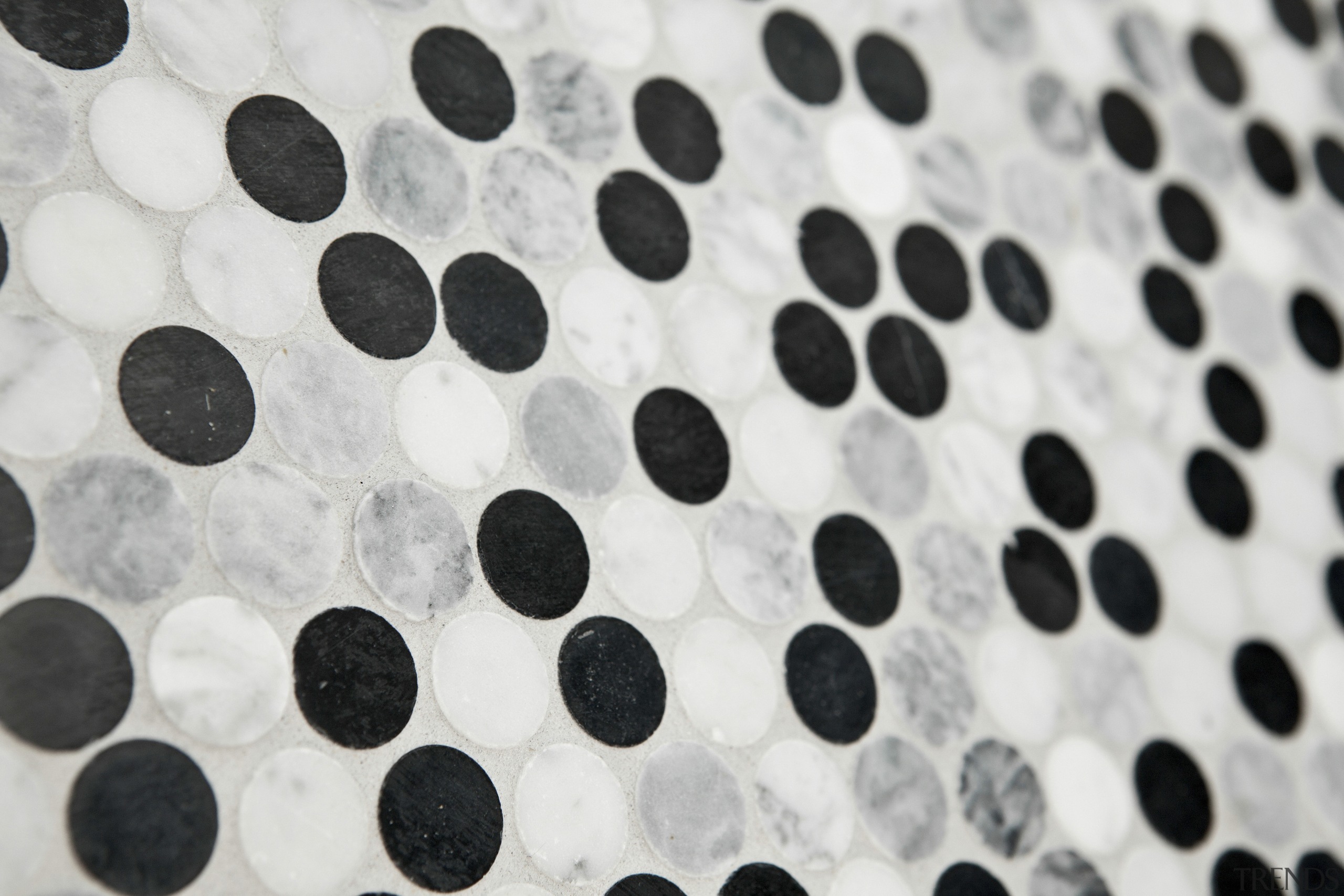 Close up of spotted wall covering. - Close black, black and white, design, font, material, monochrome, pattern, polka dot, texture, white, white