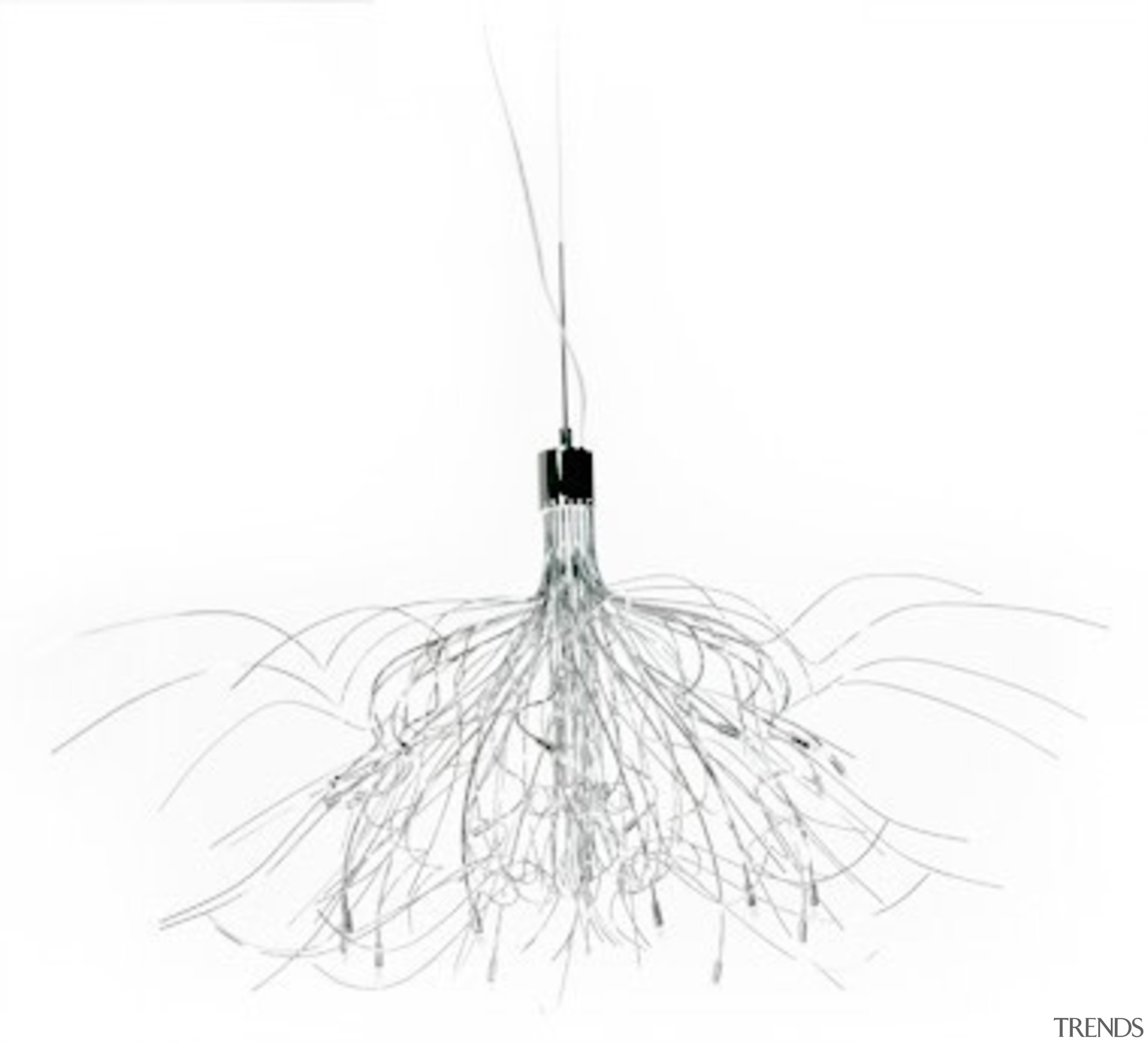 FeaturesA mix of randomly twisted wires interlaced with black and white, light fixture, lighting, line, monochrome photography, product design, white