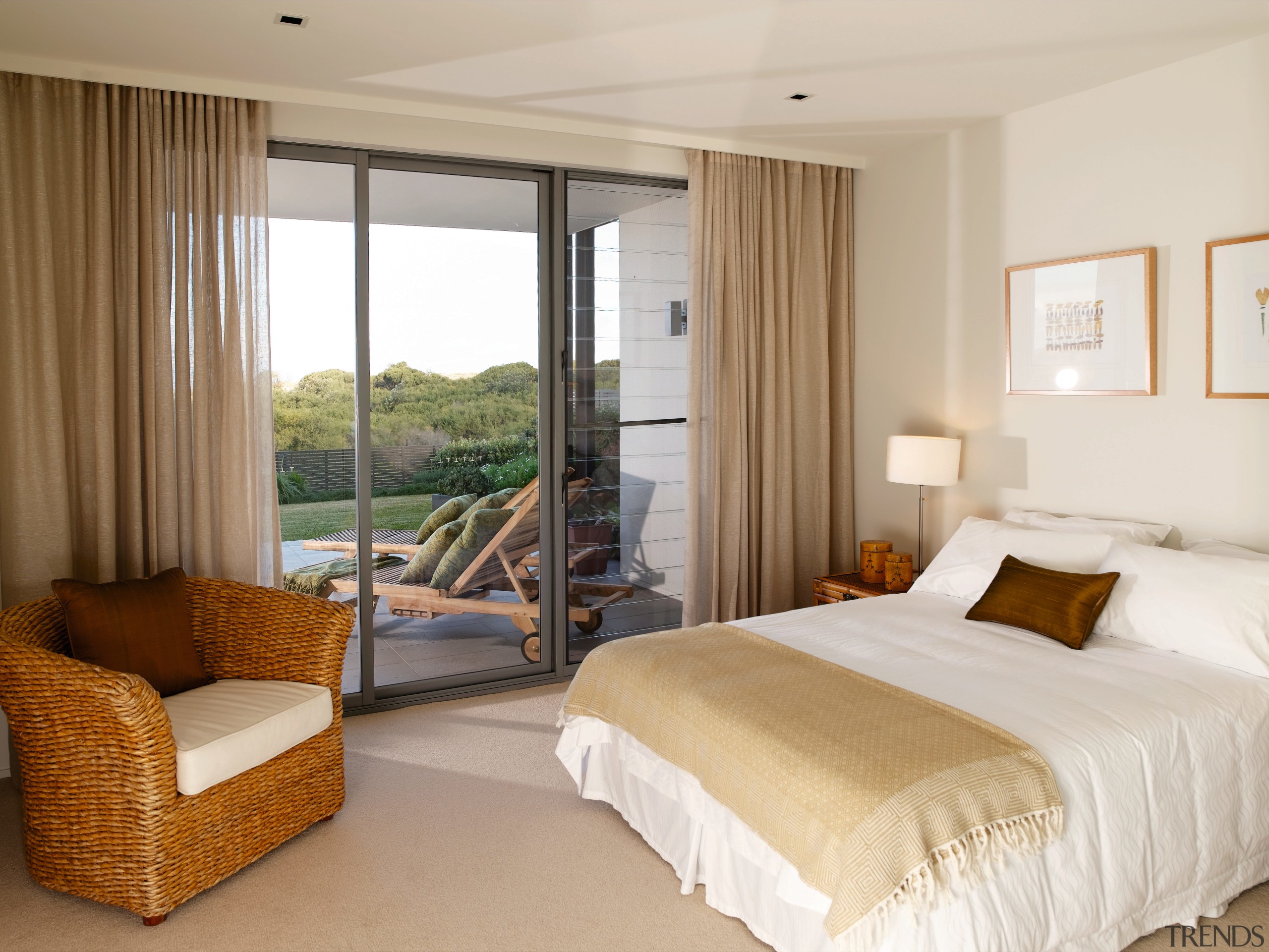 A view of the interior of this Magenta bed frame, bedroom, ceiling, curtain, hotel, interior design, property, real estate, room, suite, window, window covering, window treatment, gray, brown
