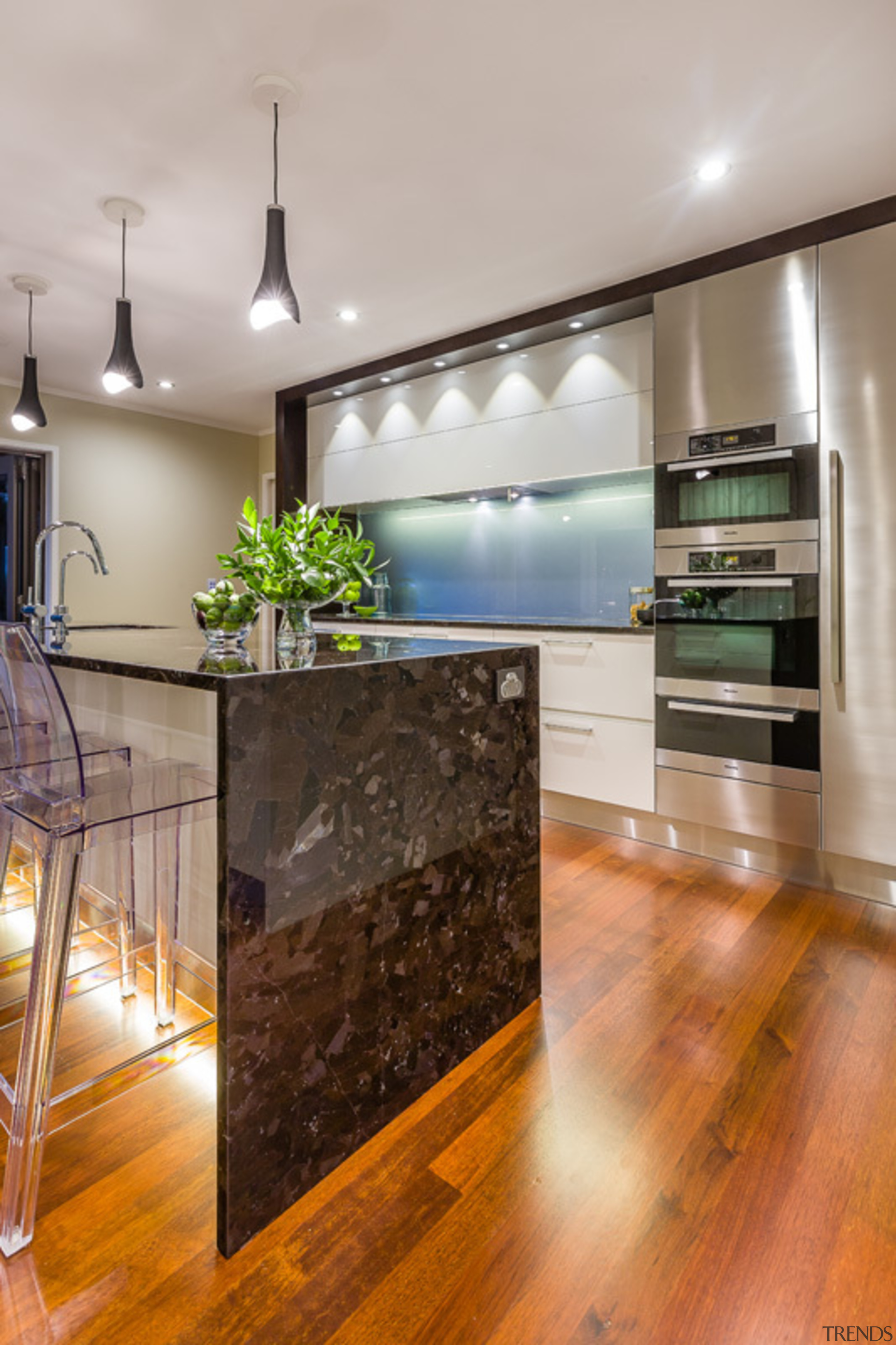 St. Johns - architecture | countertop | floor architecture, countertop, floor, flooring, hardwood, home, house, interior design, kitchen, laminate flooring, living room, loft, real estate, room, wall, wood, wood flooring, gray, brown