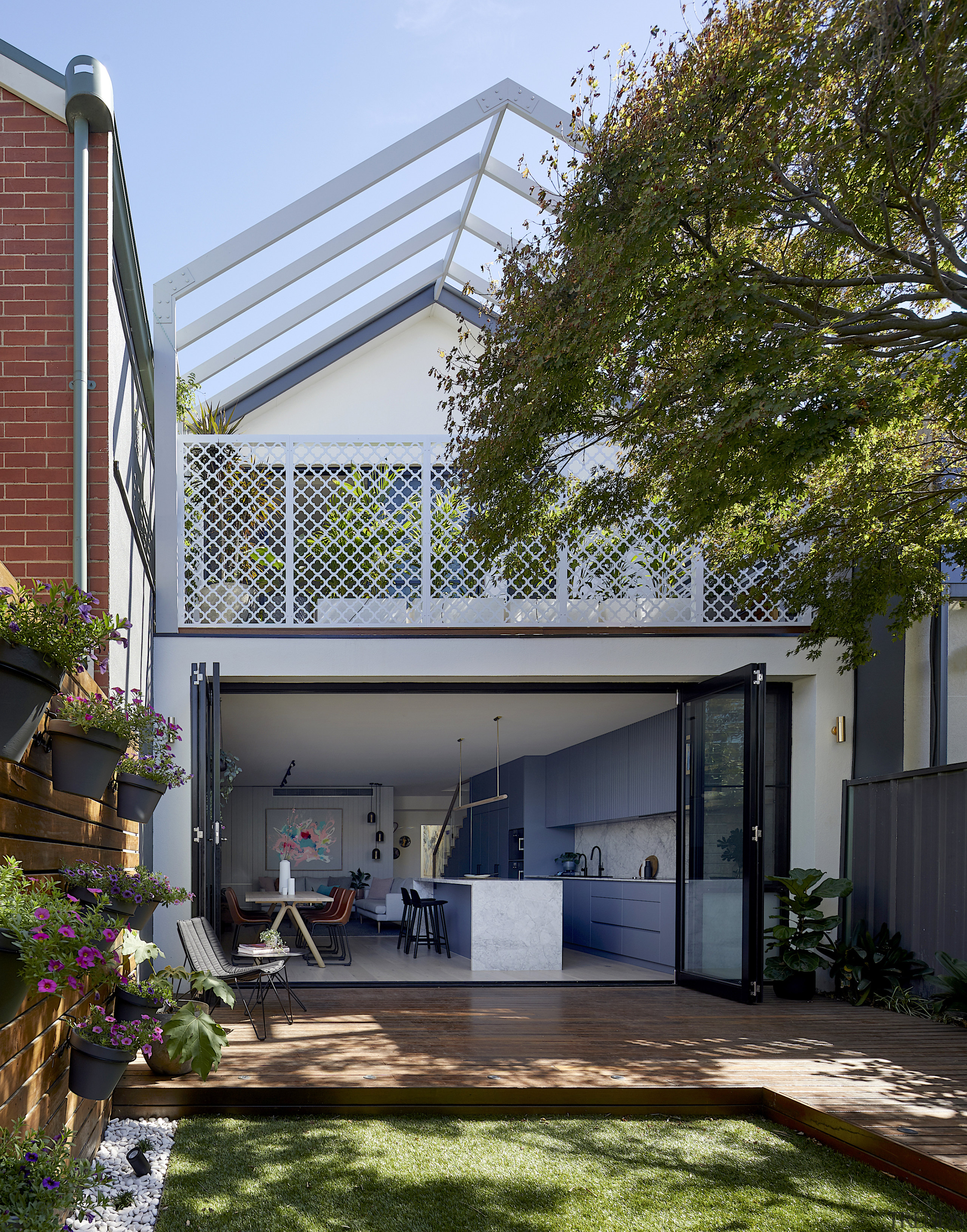 The gabled roof form, left over from a 