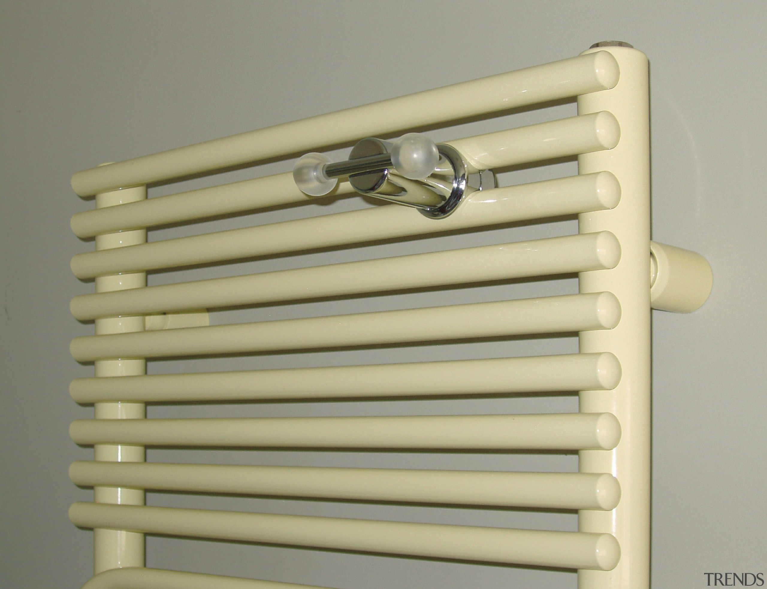 View of a bathroom which features a towel product, product design, yellow, gray