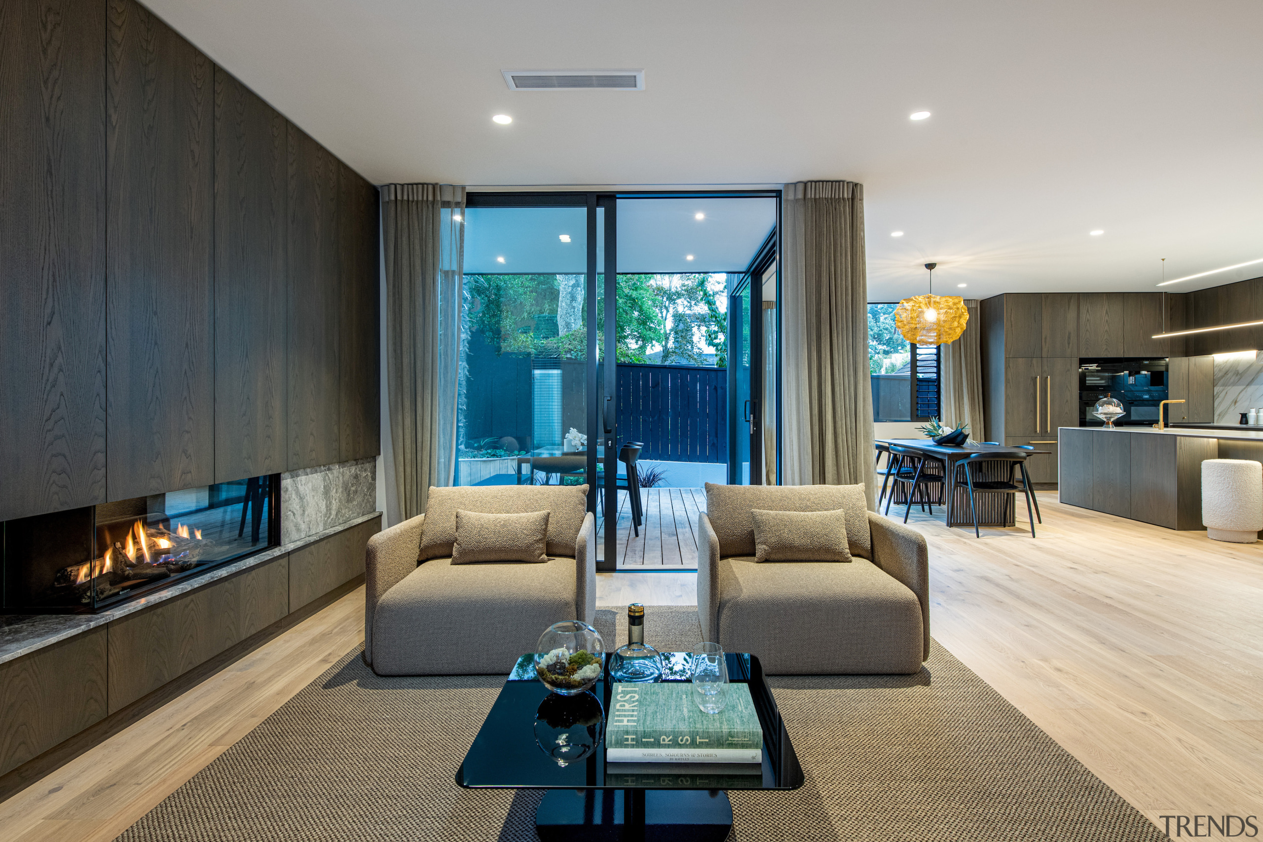 Looking down the long, open-plan living area where 