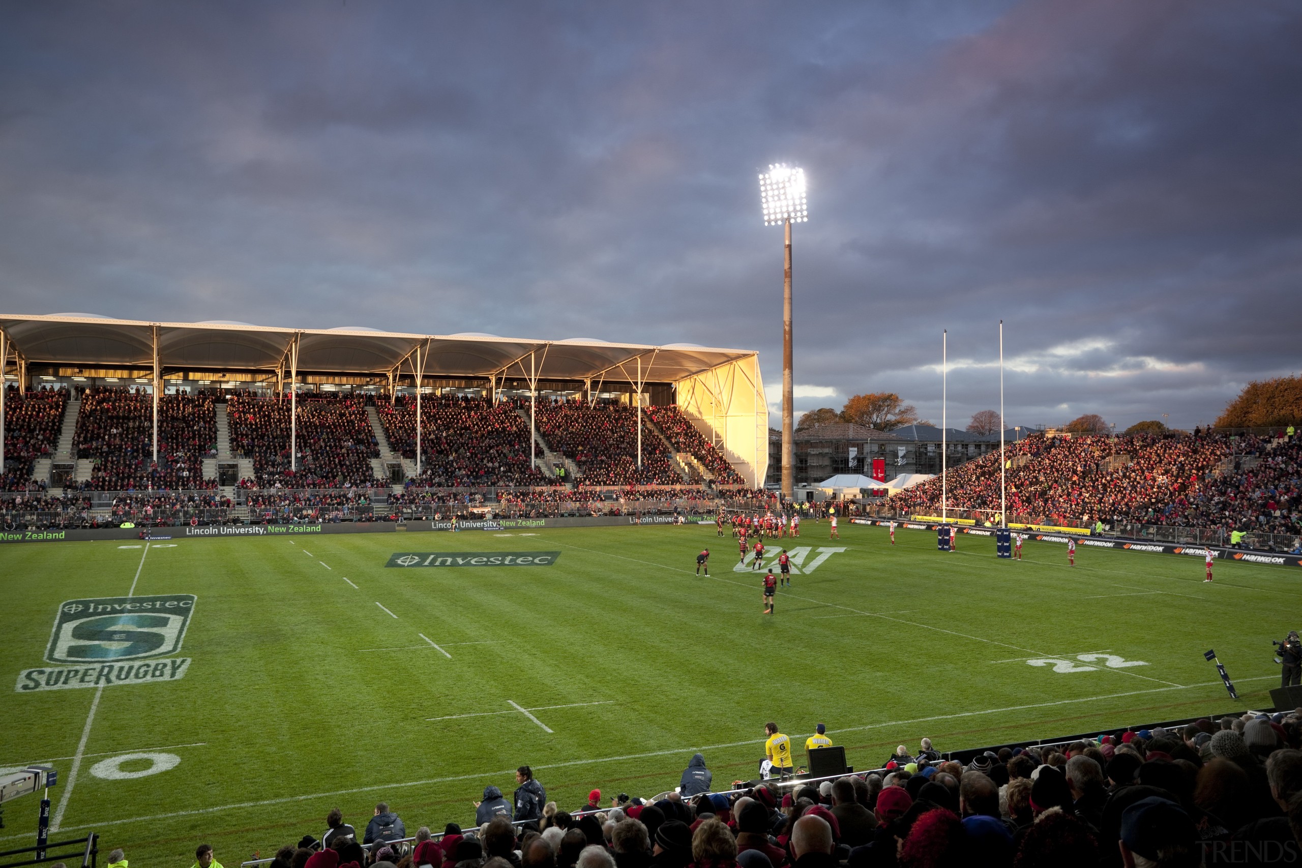 Stadium at dusk. - Stadium at dusk. - arena, atmosphere, atmosphere of earth, baseball park, crowd, field, grass, plant, player, sky, soccer specific stadium, sport venue, sports, stadium, structure, team sport, blue