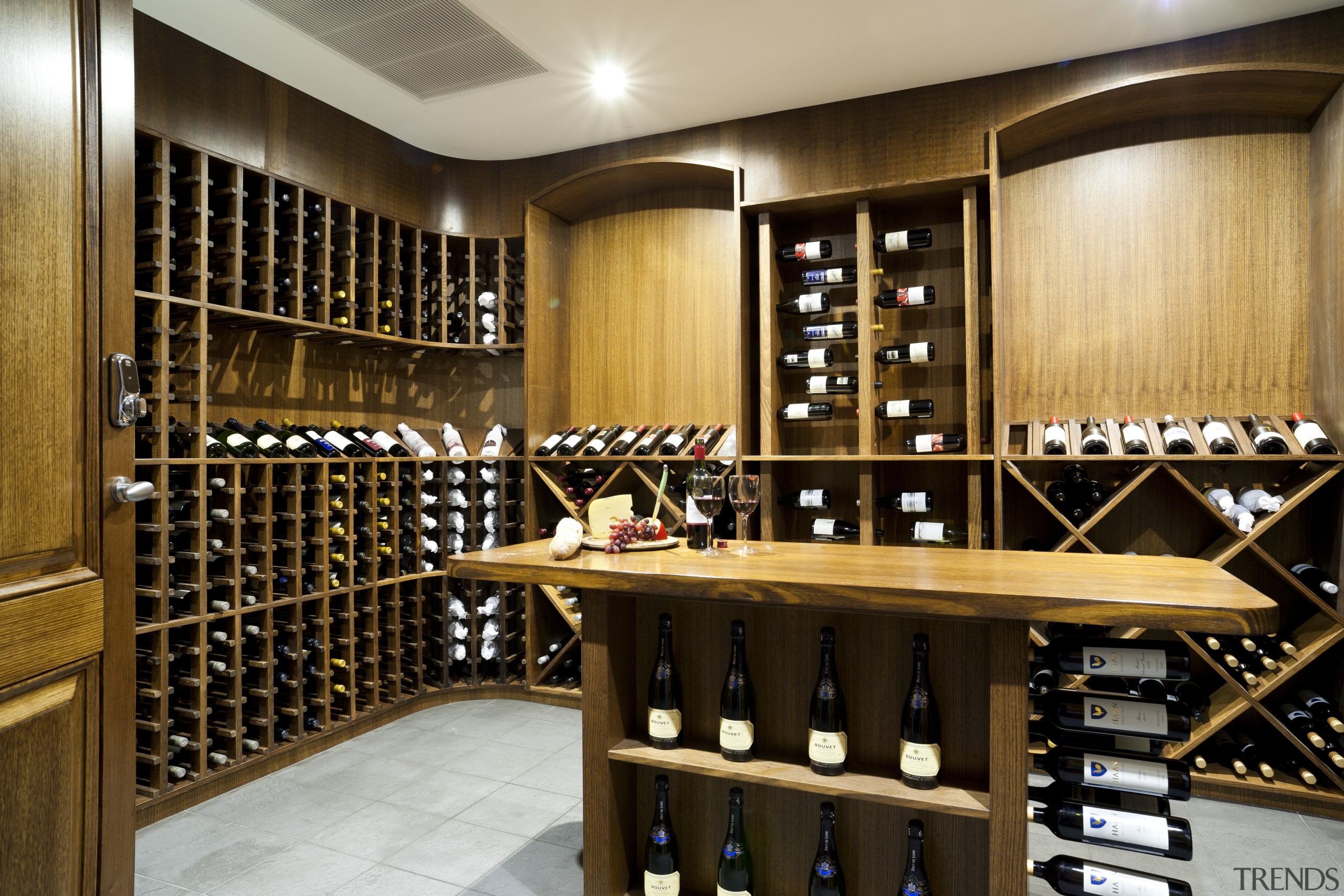To provide a visual link with the rest furniture, interior design, liquor store, wine cellar, winery, brown
