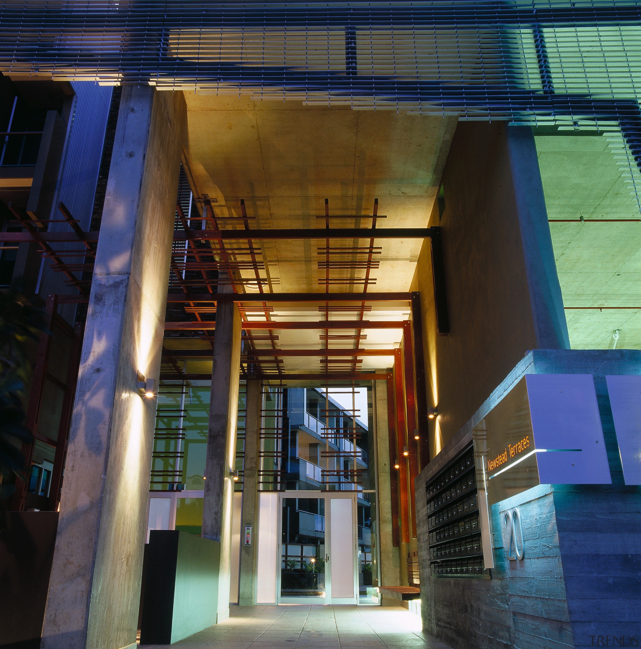 view of the entrance to newstead terraces - architecture, building, daylighting, facade, metropolitan area, structure, black