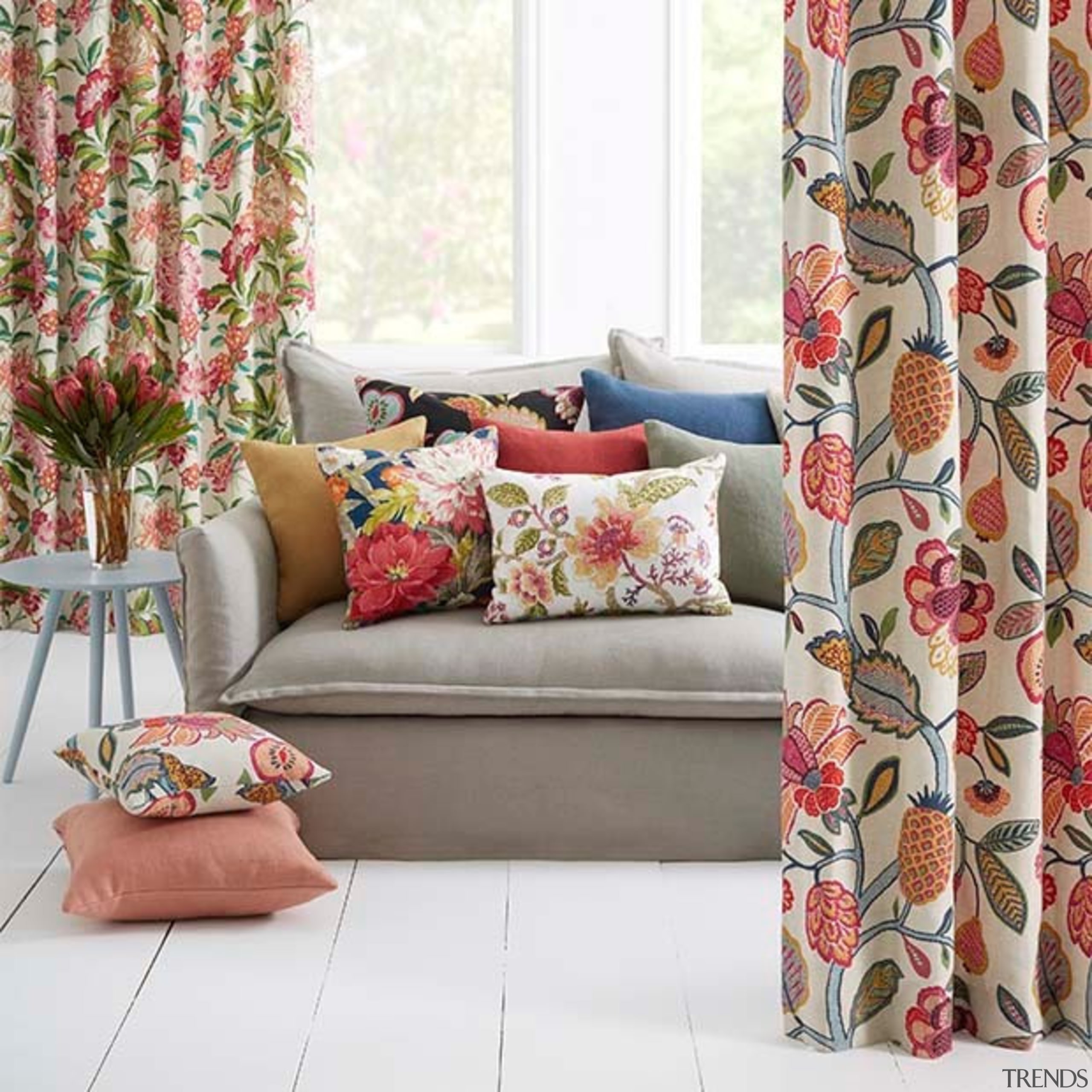 Floranova 1 - Floranova 1 - curtain | curtain, cushion, furniture, interior design, living room, textile, window, window covering, window treatment, white