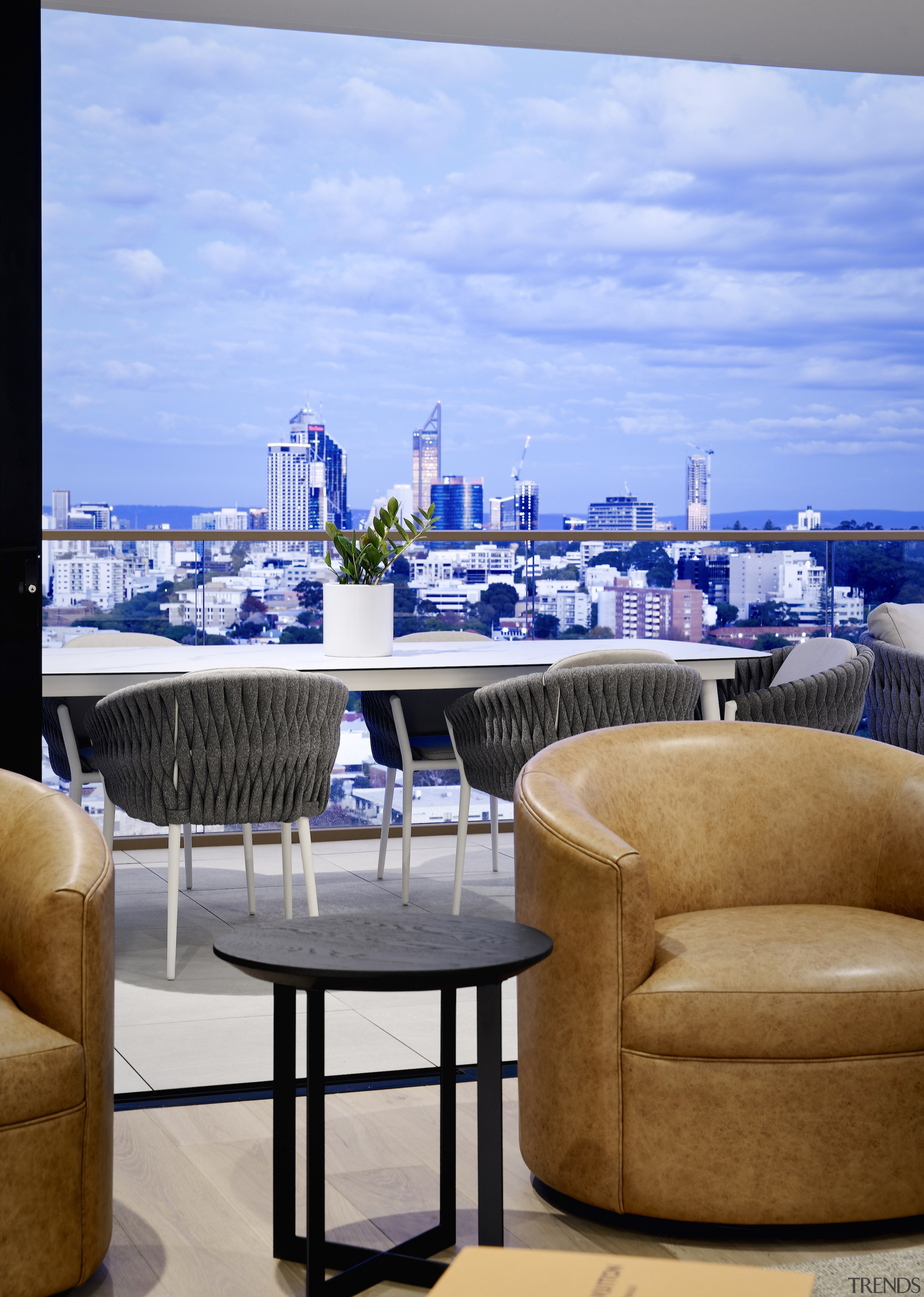 Sitting pretty in tan leather occasional chairs, from 