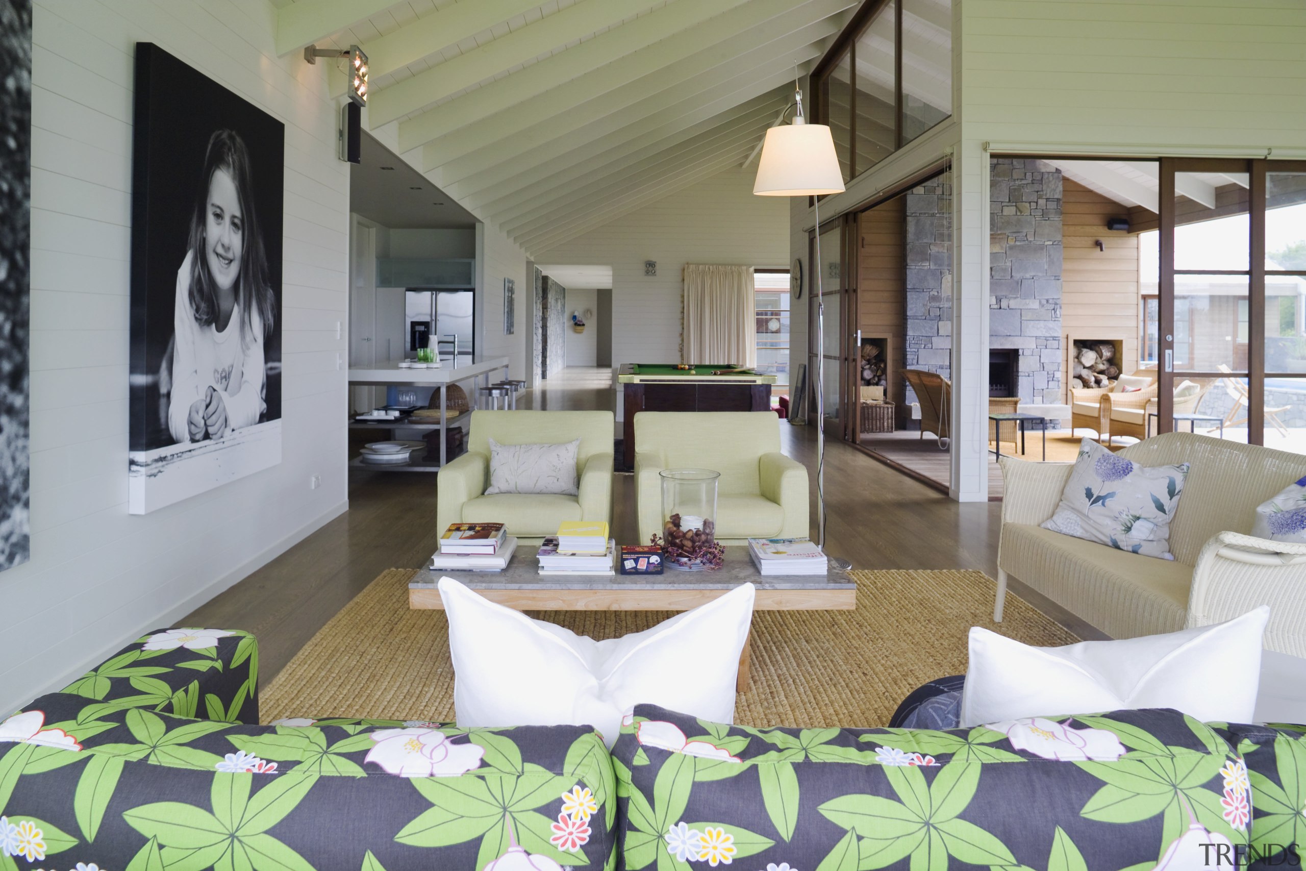 Soft white paintwork, natural timber flooring and a home, house, interior design, living room, property, real estate, gray