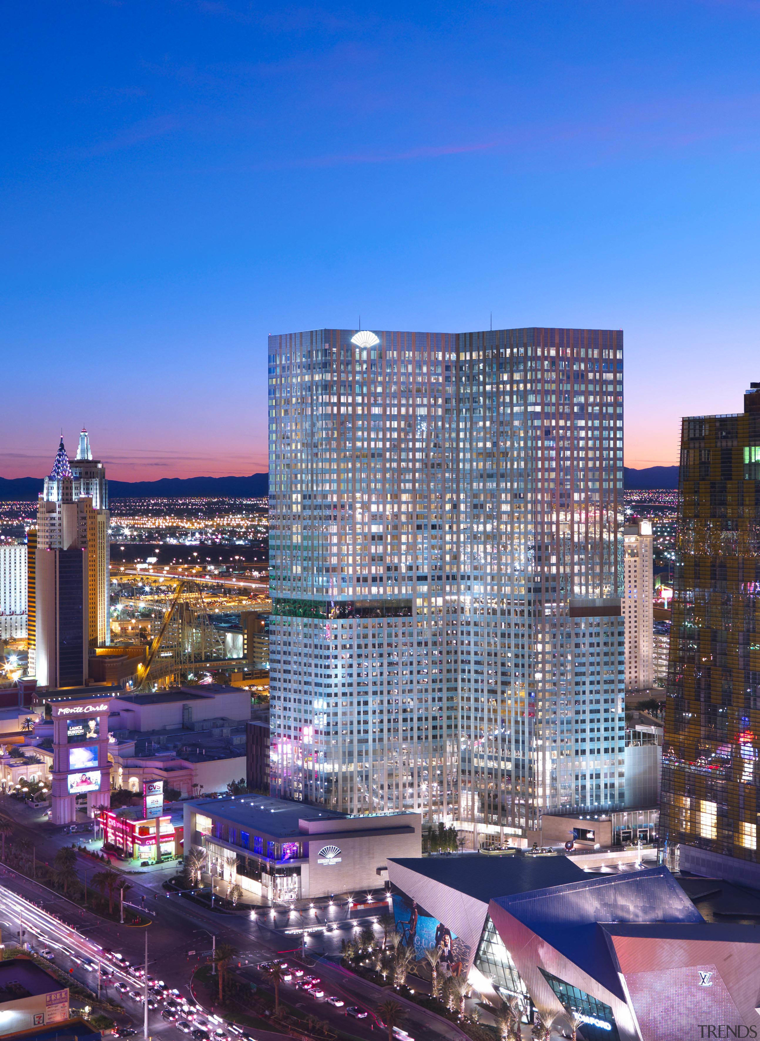 CityCenter, Las Vegas - CityCenter, Las Vegas - architecture, bird's eye view, building, city, cityscape, commercial building, condominium, corporate headquarters, daytime, downtown, evening, hotel, landmark, metropolis, metropolitan area, mixed use, night, real estate, reflection, residential area, sky, skyline, skyscraper, tower, tower block, urban area, blue