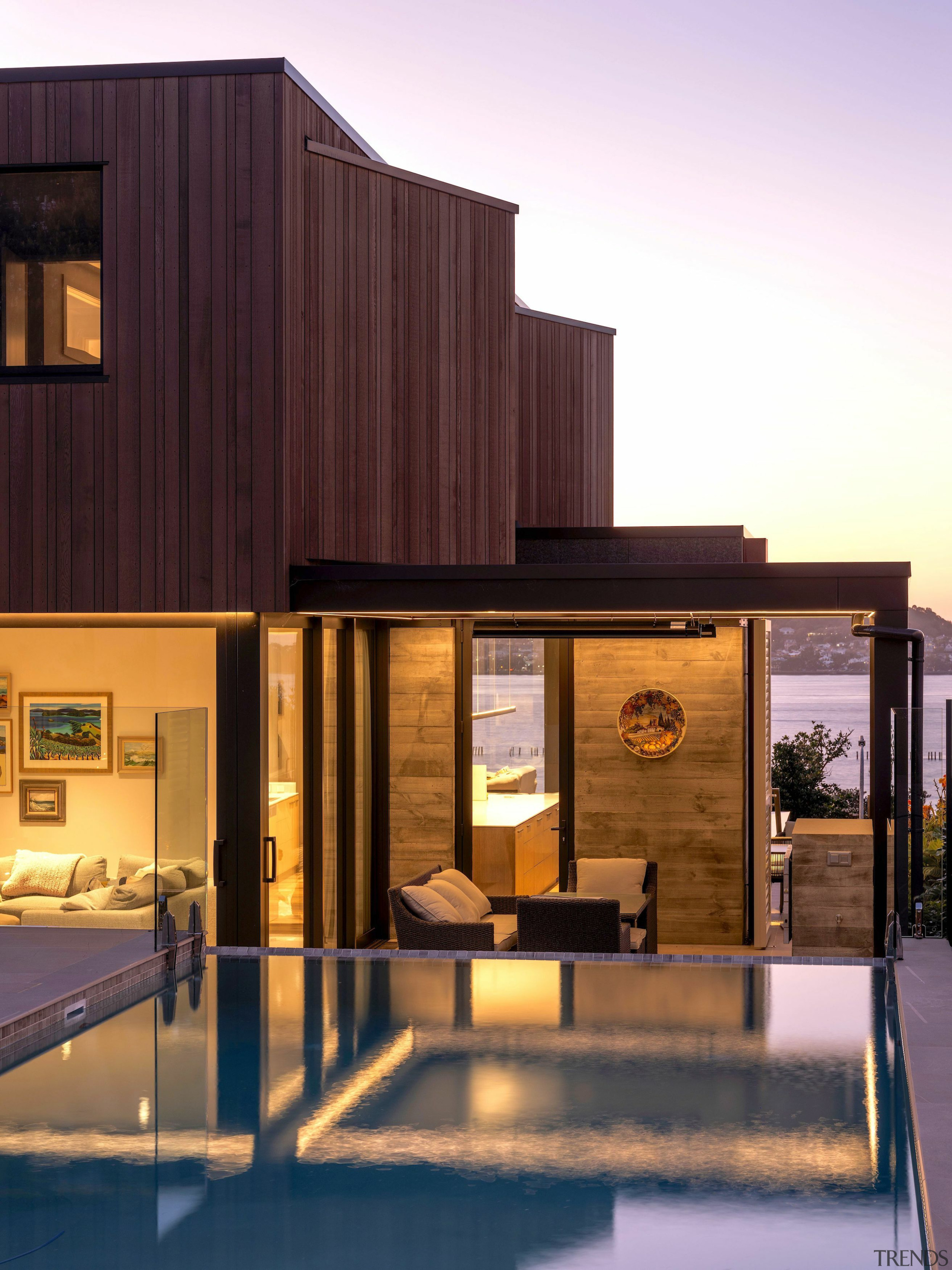 Looking from the pool area through the home 