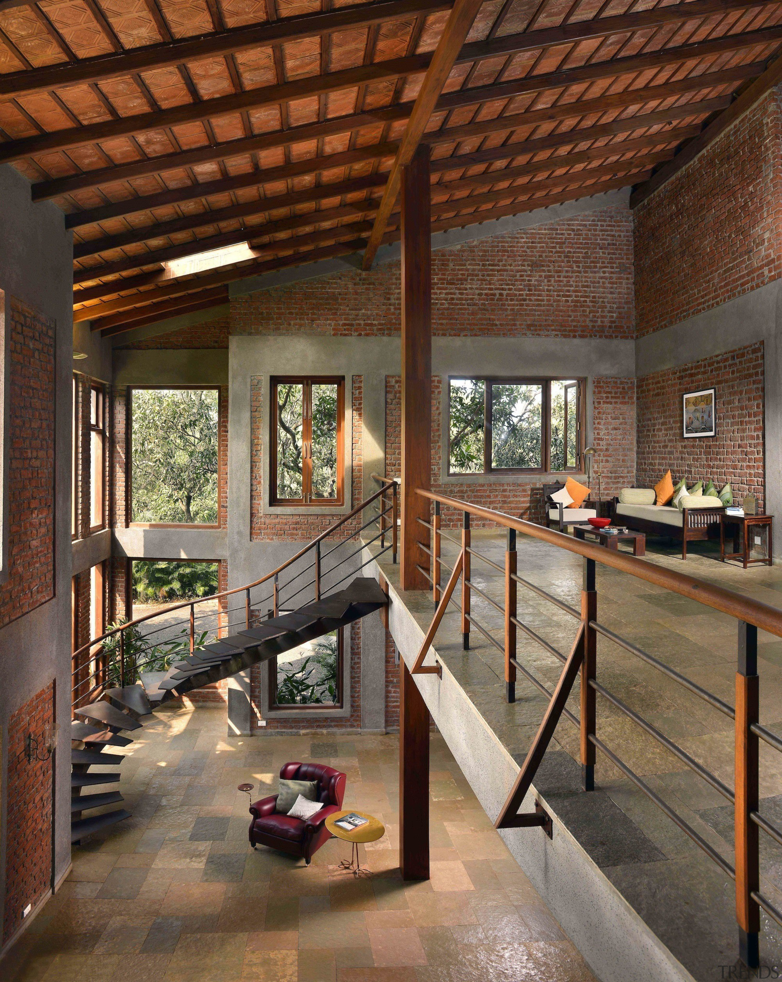 Architect: Studio PKA http://www.purankumar.com/Photographer: Amit Pasricha architecture, house, interior design, living room, real estate, window, wood, brown