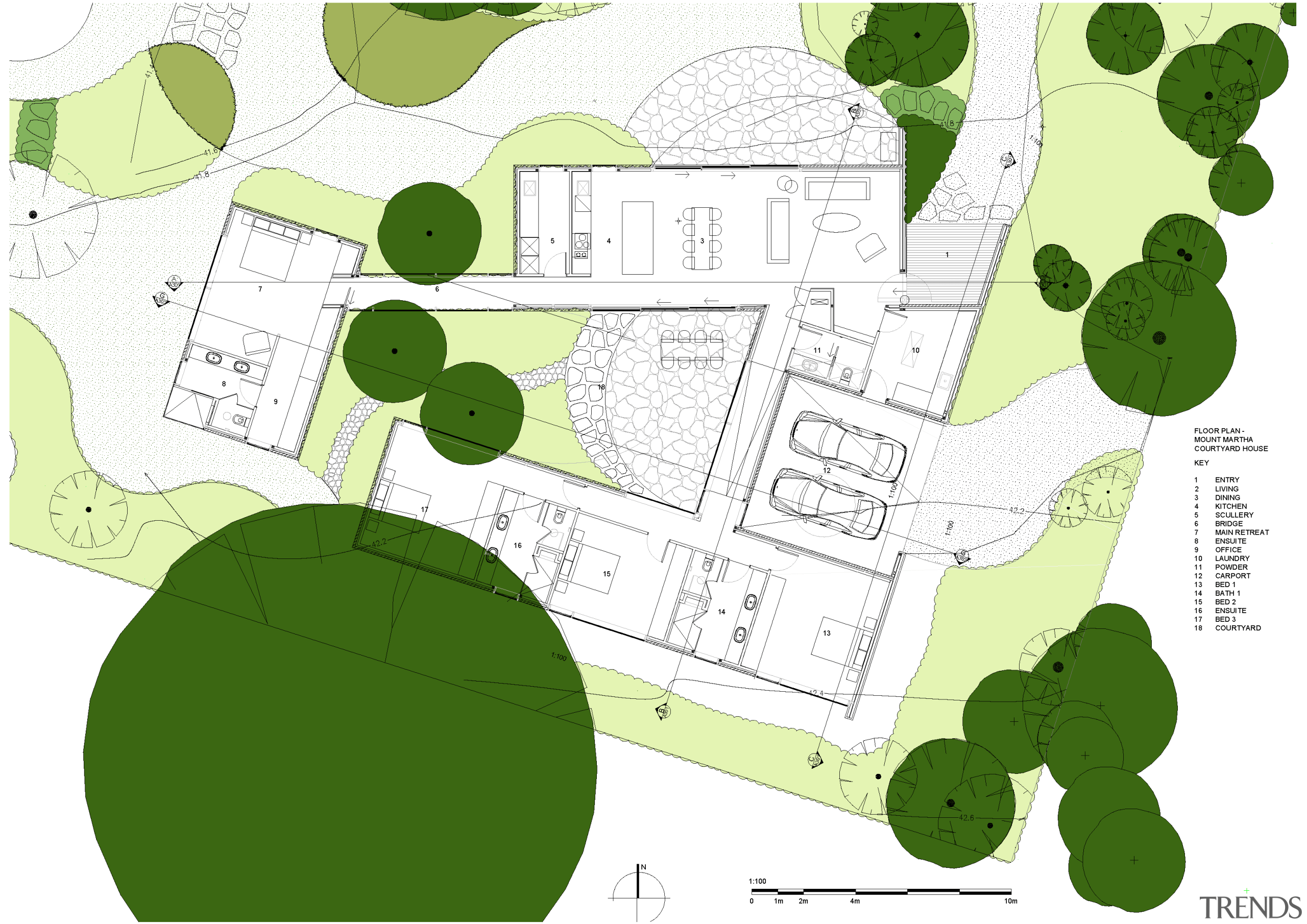 The plan of the courtyard home. - Green 
