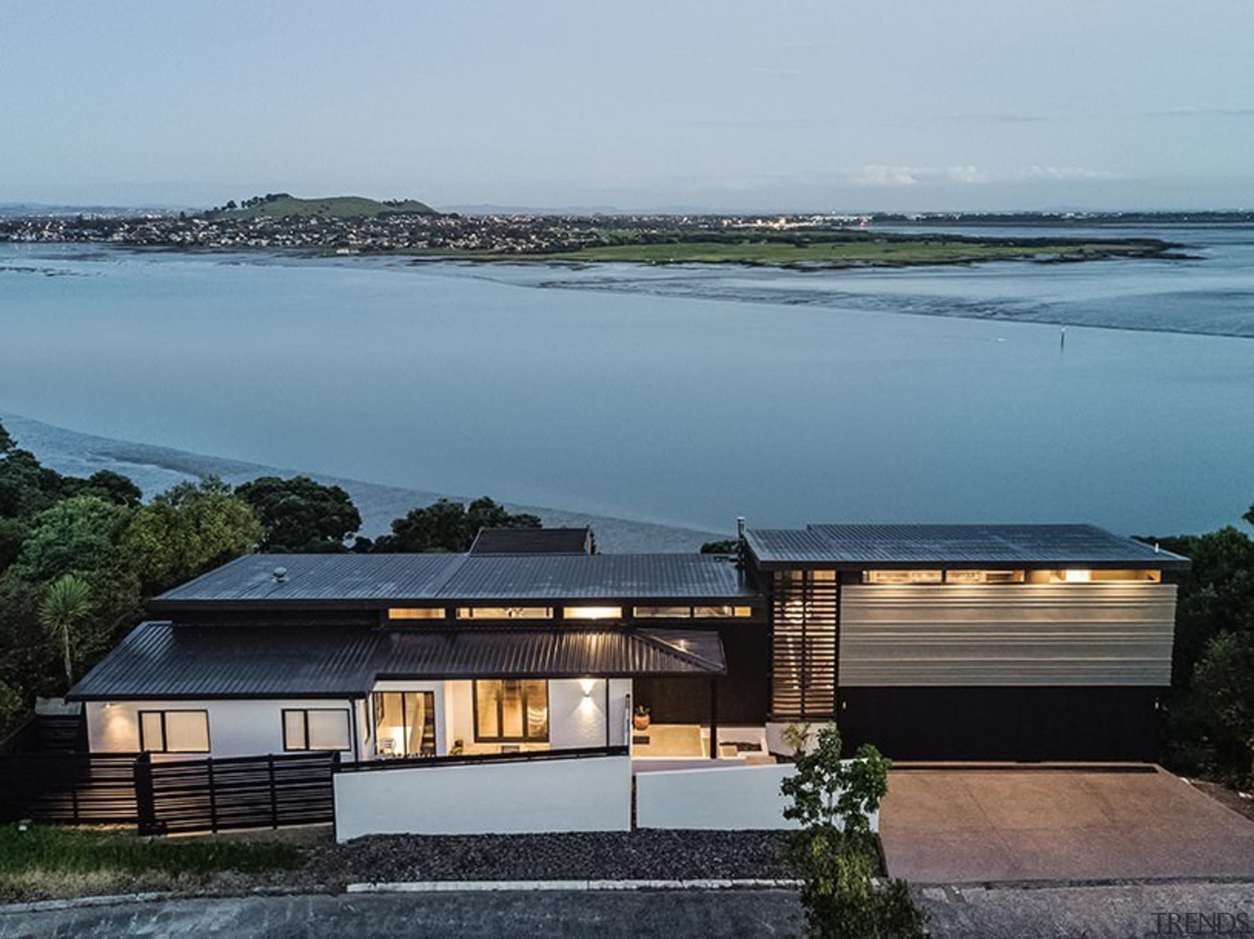 The view south over the bay - The architecture, cottage, estate, home, house, property, real estate, gray, teal