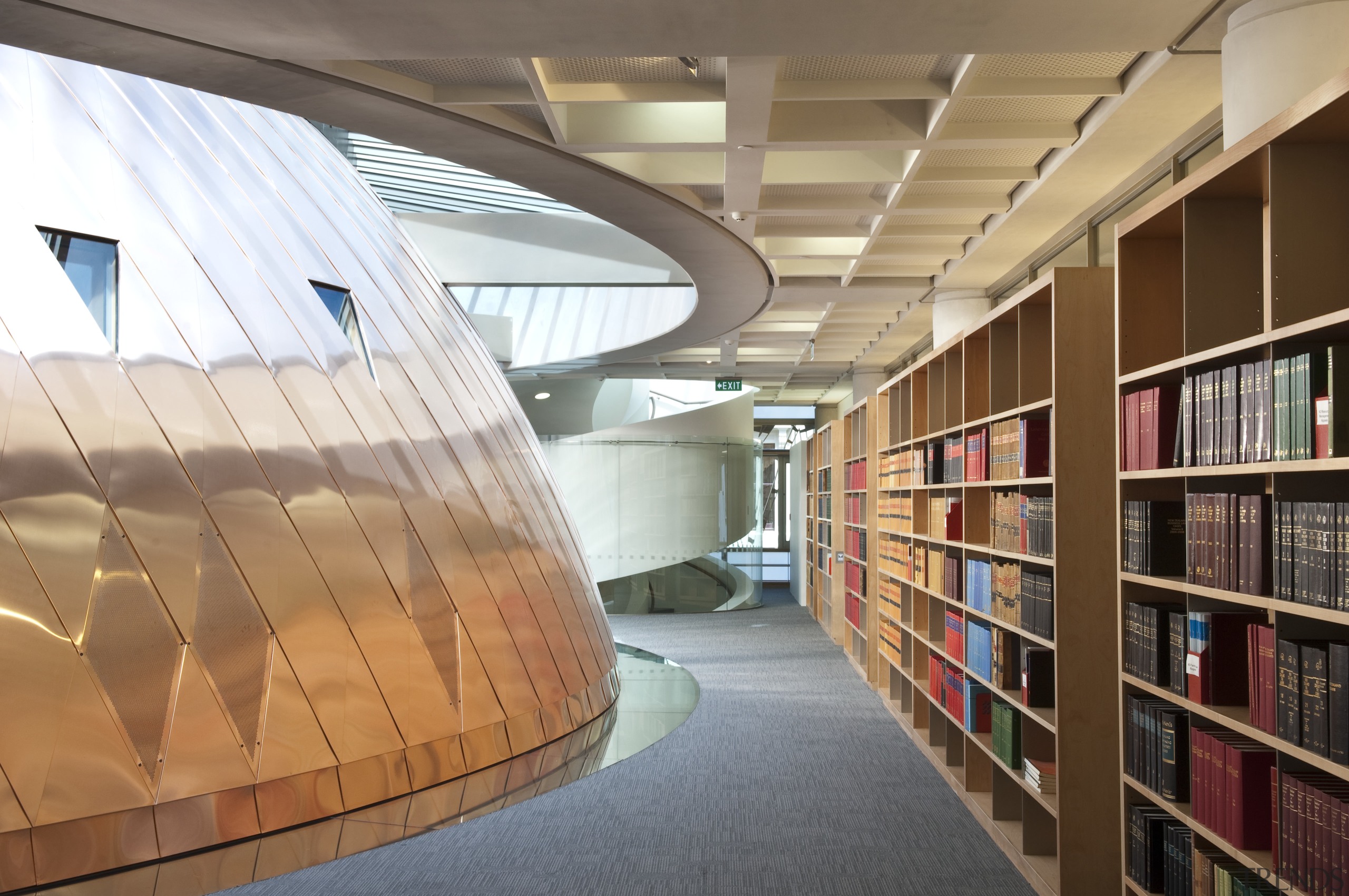 Supreme Court of New Zealand, Wellington - Supreme architecture, building, daylighting, institution, library, library science, public library, brown