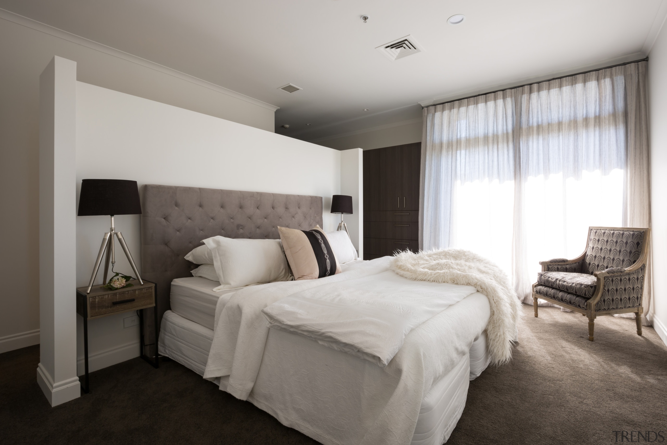 Master Bedroom - Master Bedroom - bed frame bed frame, bedroom, ceiling, floor, home, interior design, property, real estate, room, suite, wall, window, gray