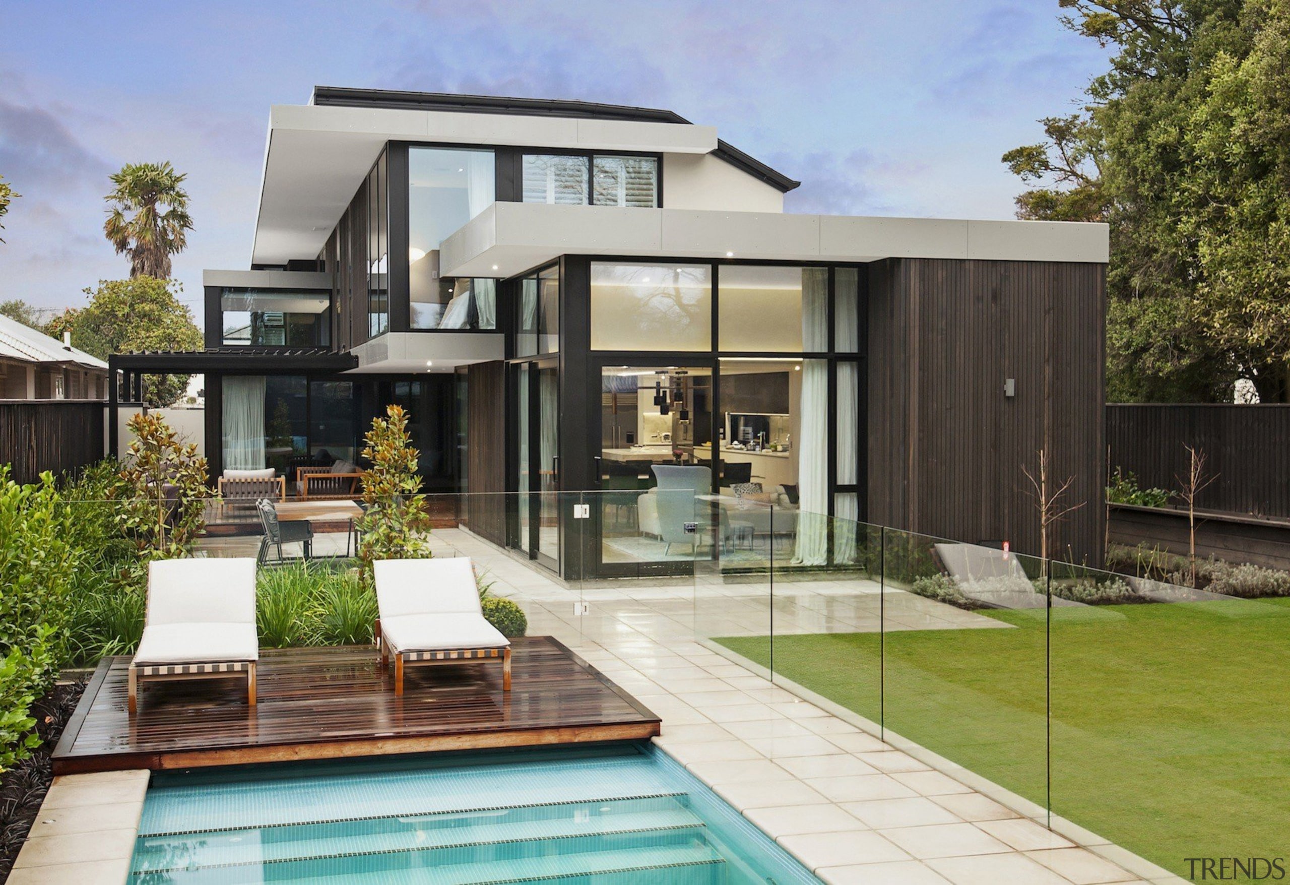 O'Neil Architecture: Winner – 2017 TIDA New Zealand architecture, backyard, elevation, estate, facade, home, house, property, real estate, residential area, swimming pool, villa