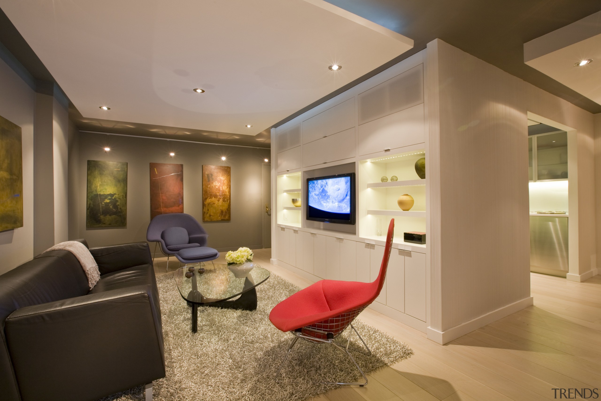 This home was remodeled by Forma Inc. A ceiling, home, interior design, living room, lobby, real estate, room, brown, orange