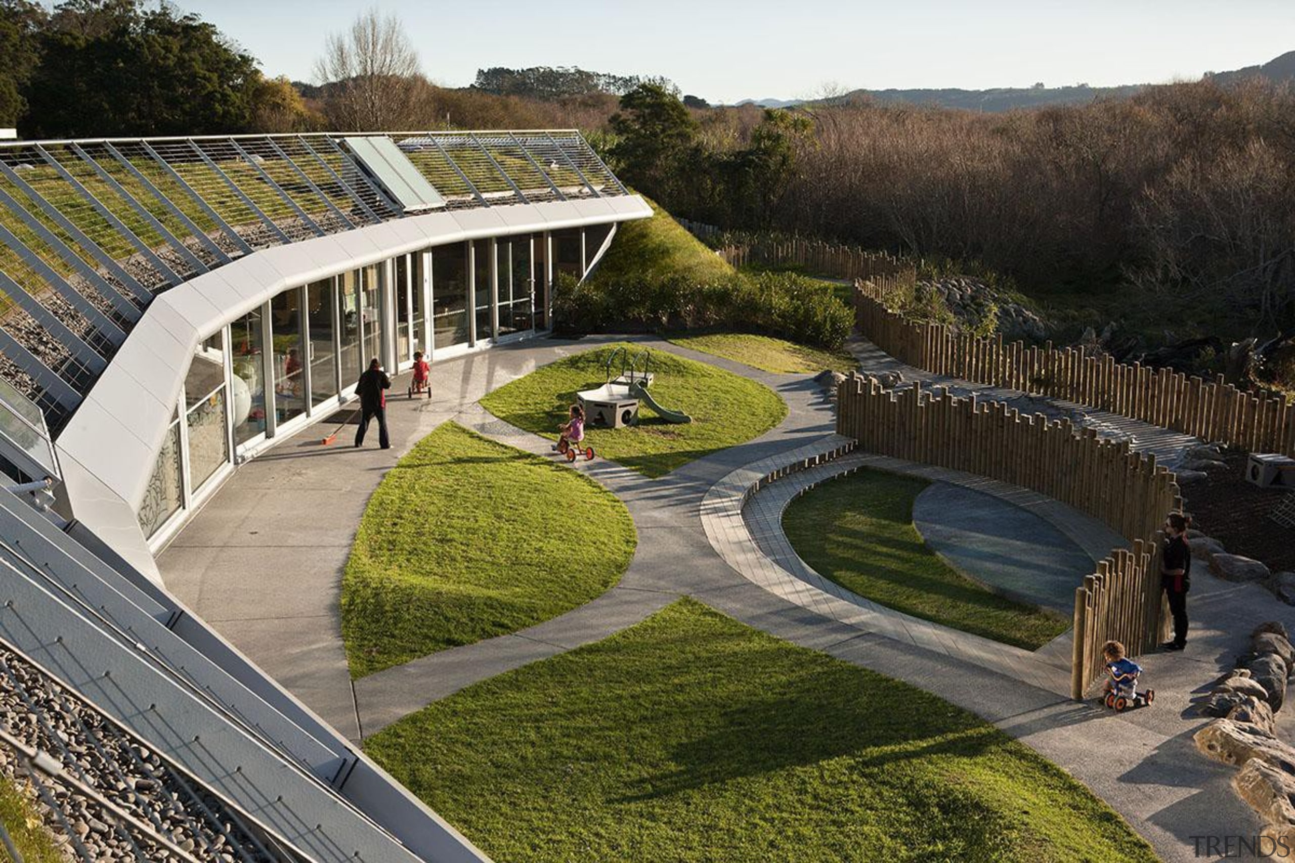 EXCELLENCE AWARDTe Mirumiru (2 of 4) - Resene architecture, grass, landscape, plant, structure, tree, brown, gray