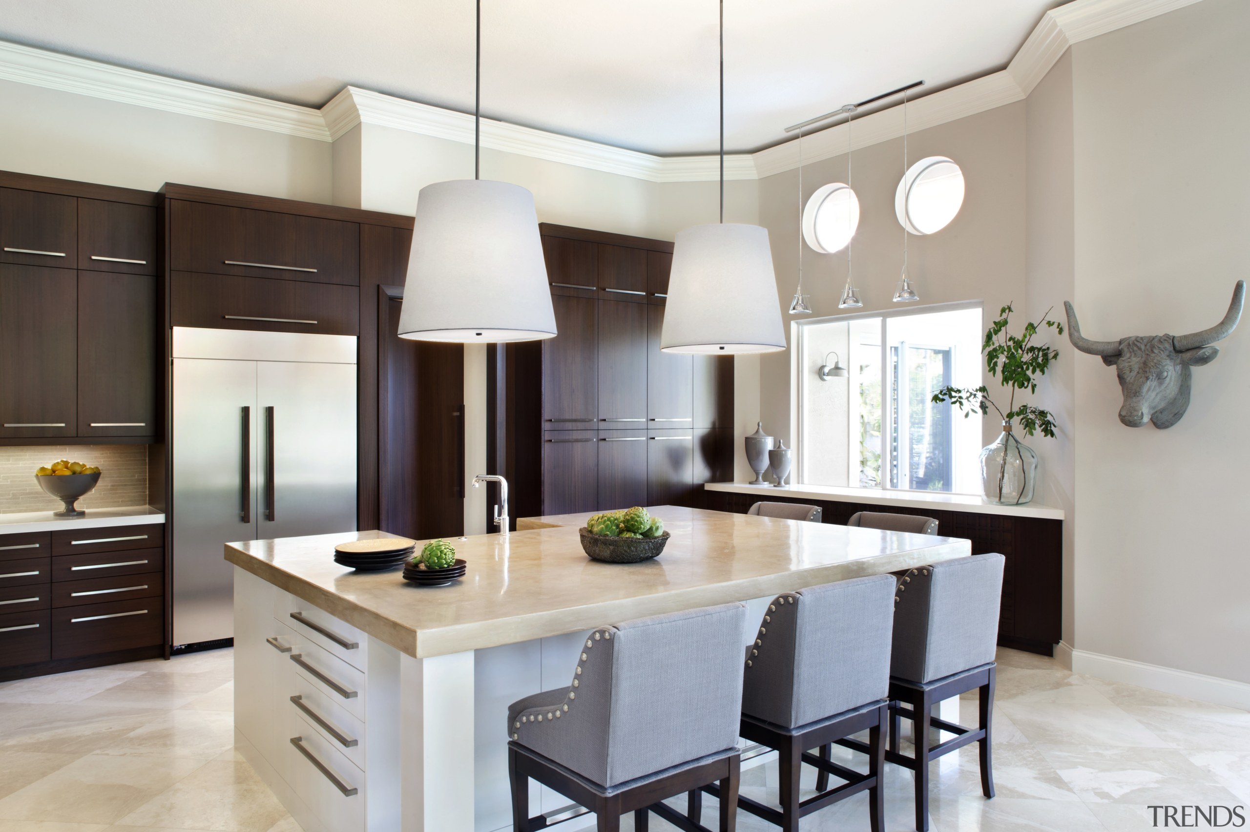 Sleek, streamlined and uncluttered  this remodelled kitchen cabinetry, countertop, cuisine classique, interior design, kitchen, real estate, room, gray