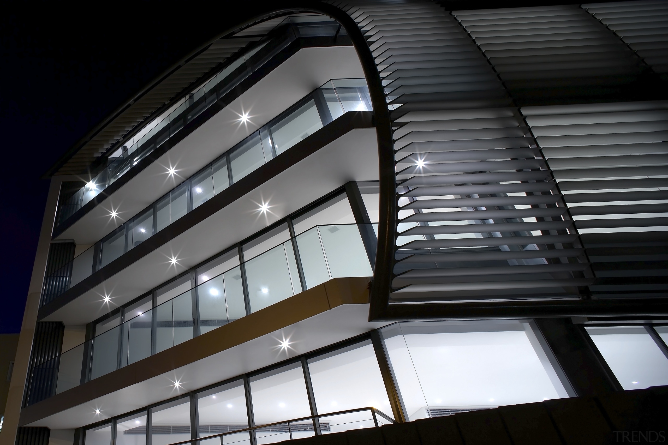 Exterior view of a Sydney apartment building which architecture, building, commercial building, corporate headquarters, daylighting, facade, glass, house, line, structure, window, black, gray