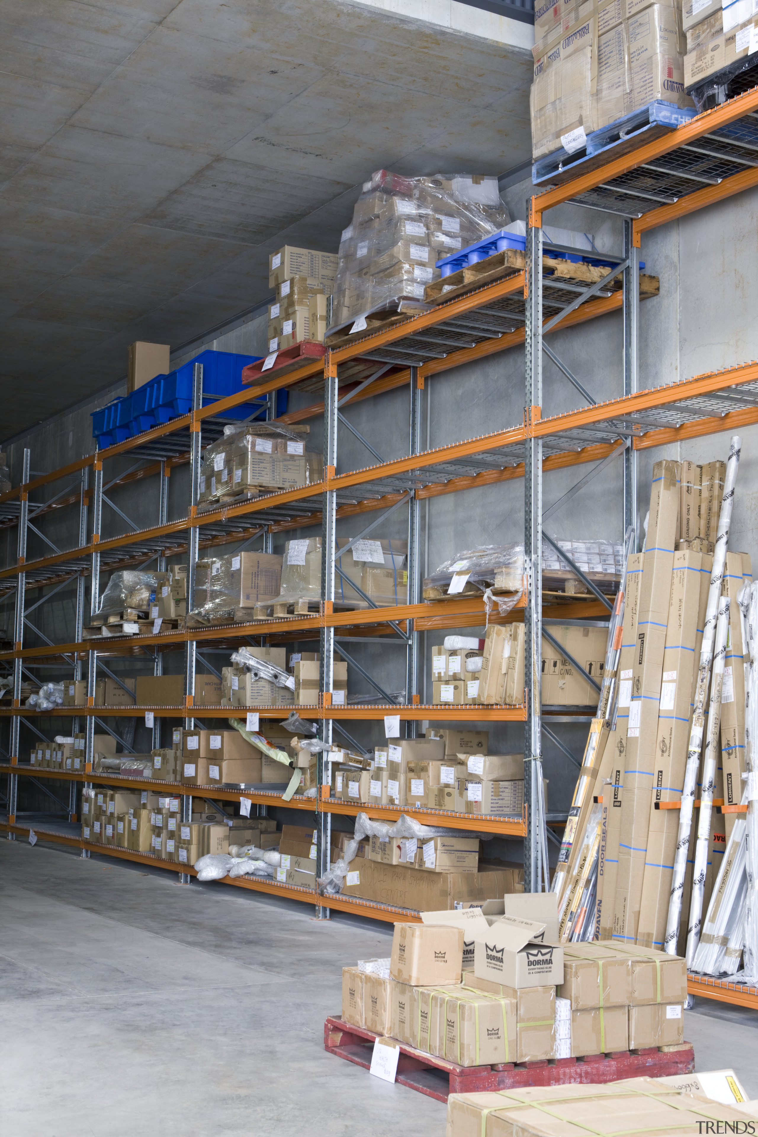 Image of warehouse storage called pallet racking that inventory, warehouse, gray